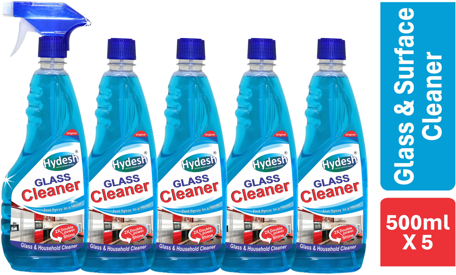 Image of hydesh 2X Double Power Shine Glass & Household Cleaner Just Spray to a shine