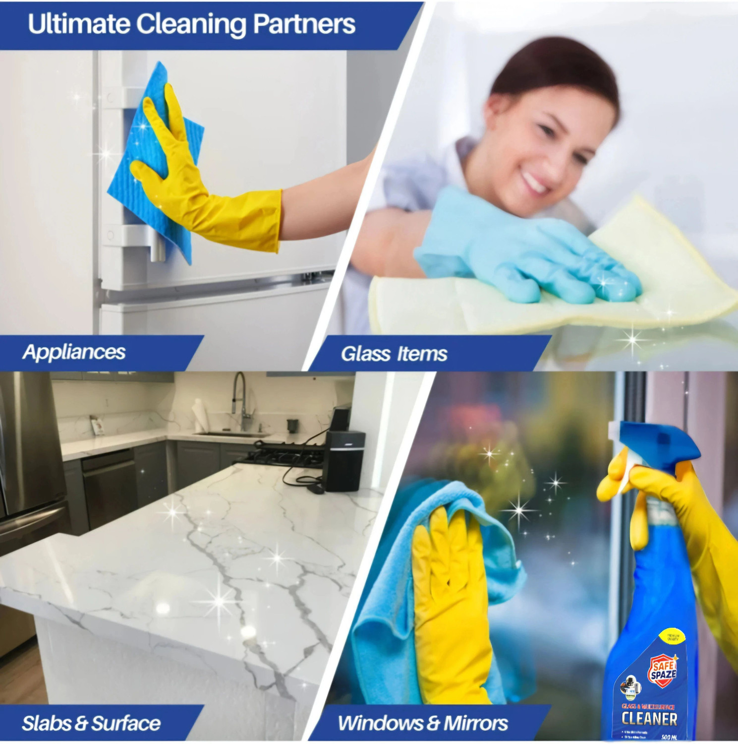 Image of SafeSpaze Glass Cleaner 5L Ultra Shine Formula 3x Sparkling Clean Premium Quality (5 L)