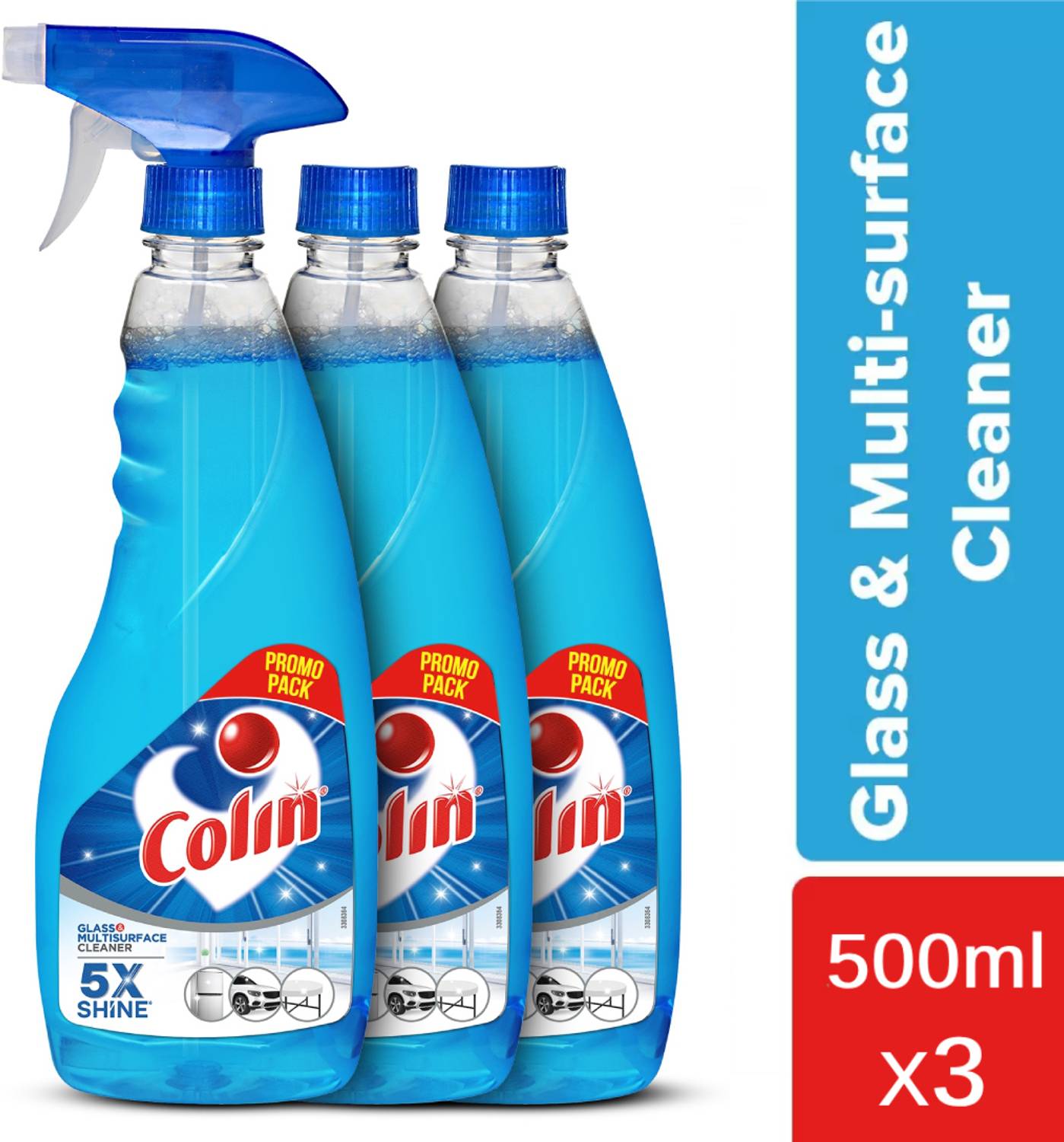 Colin Glass and Surface Cleaner Liquid Spray, Regular, (3 x 500 m