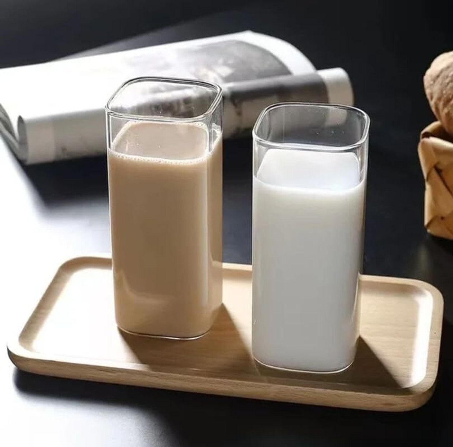 Image of GREATZON (Pack of 6) Square Borosilicate Glasses Tumblers for Juice, Water, Beer, and Cocktails Glass Set Water /Juice Glass