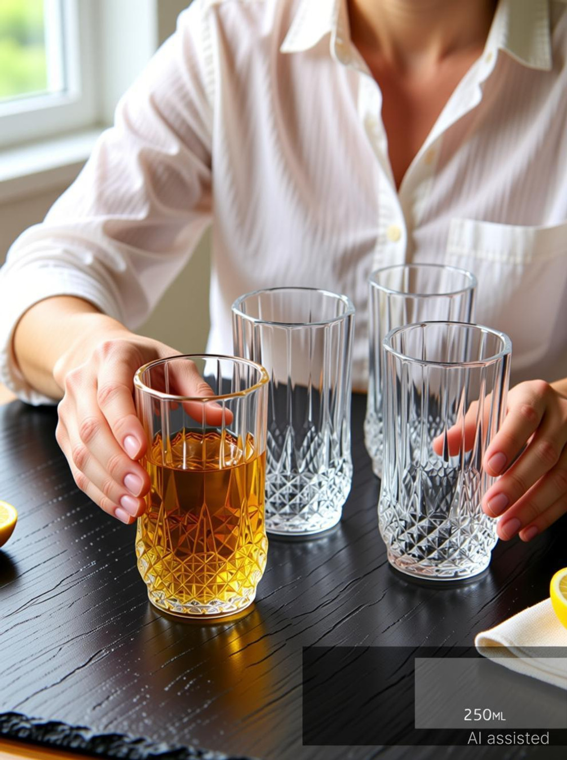 Image of JIGSHTIAL (Pack of 4) Glass Water /Juice Glass - 4 Pieces, Clear, 250 ml Glass Set Wine Glass