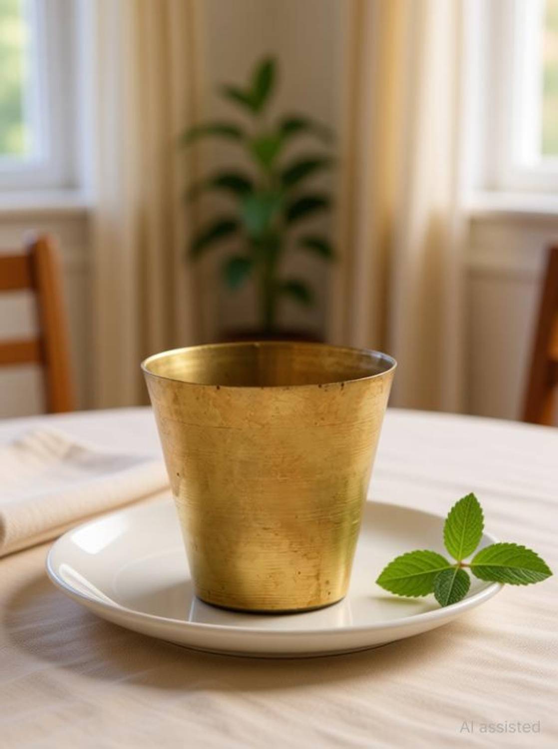 Alodie (Pack of 4) Kansa Plain Glass | Puja Glass | Glass Tumblers (1.4Wx1.1H INCHES) Glass Set Water/Juice Glass
