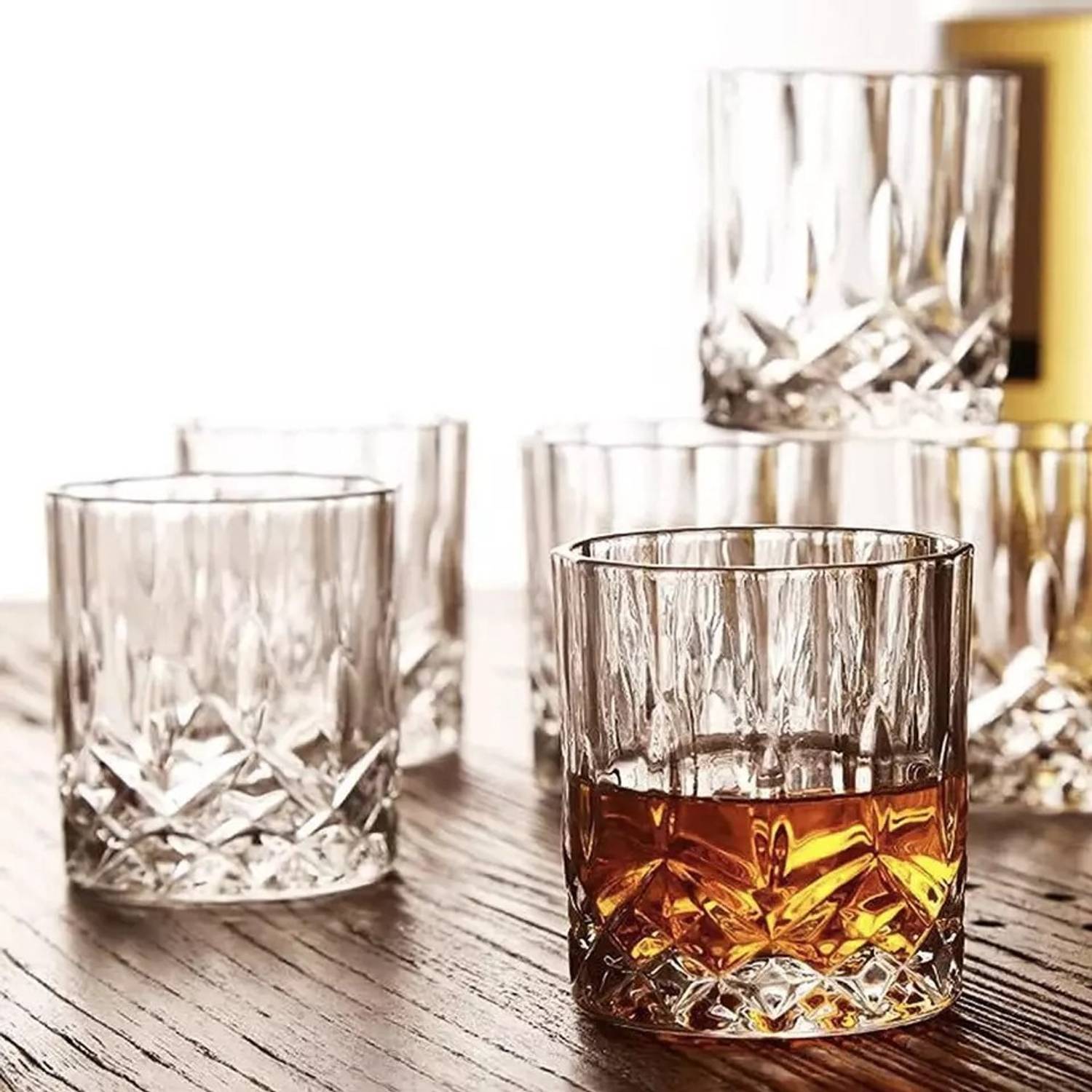 Hemtik (Pack of 6) Vintage Whiskey Glasses Unique Bourbon Glass