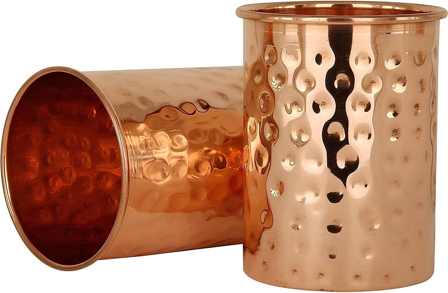 ADOKO (Pack of 2) Copper Hammered Glass pack of 2 | Tamba Water Glass Drinkware Glass Water/Juice Glass