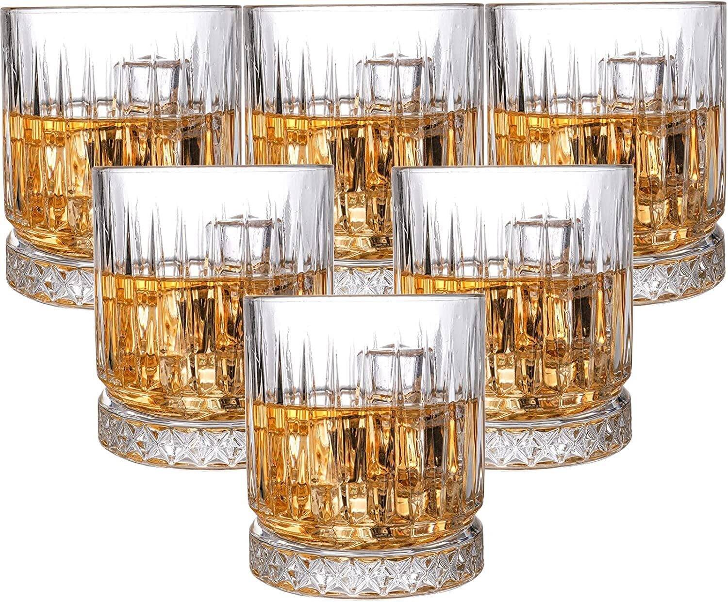Bellemax (Pack of 6) Premium Crystal Bar Glassware for Whisky Glass Set Whisky Glass