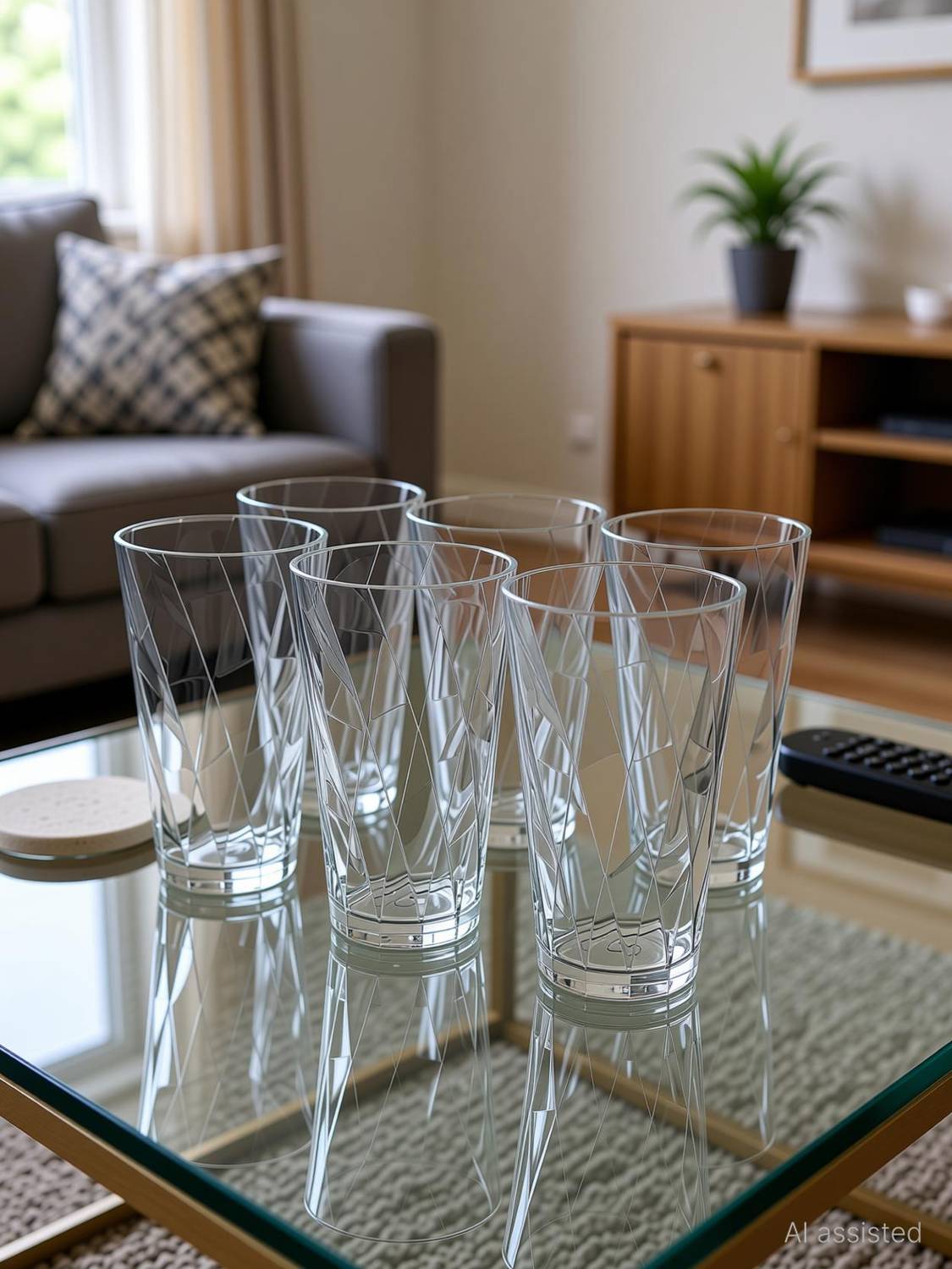 Sedulous (Pack of 6) Plastic Twisted Pattern Glass Set Water/Juice Glass