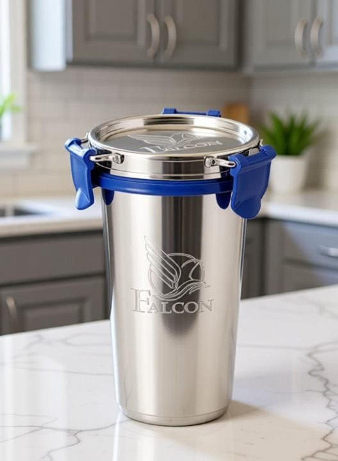 Image of Kitchen King Falcon Tumbler with Steel Lid Glass Water /Juice Glass