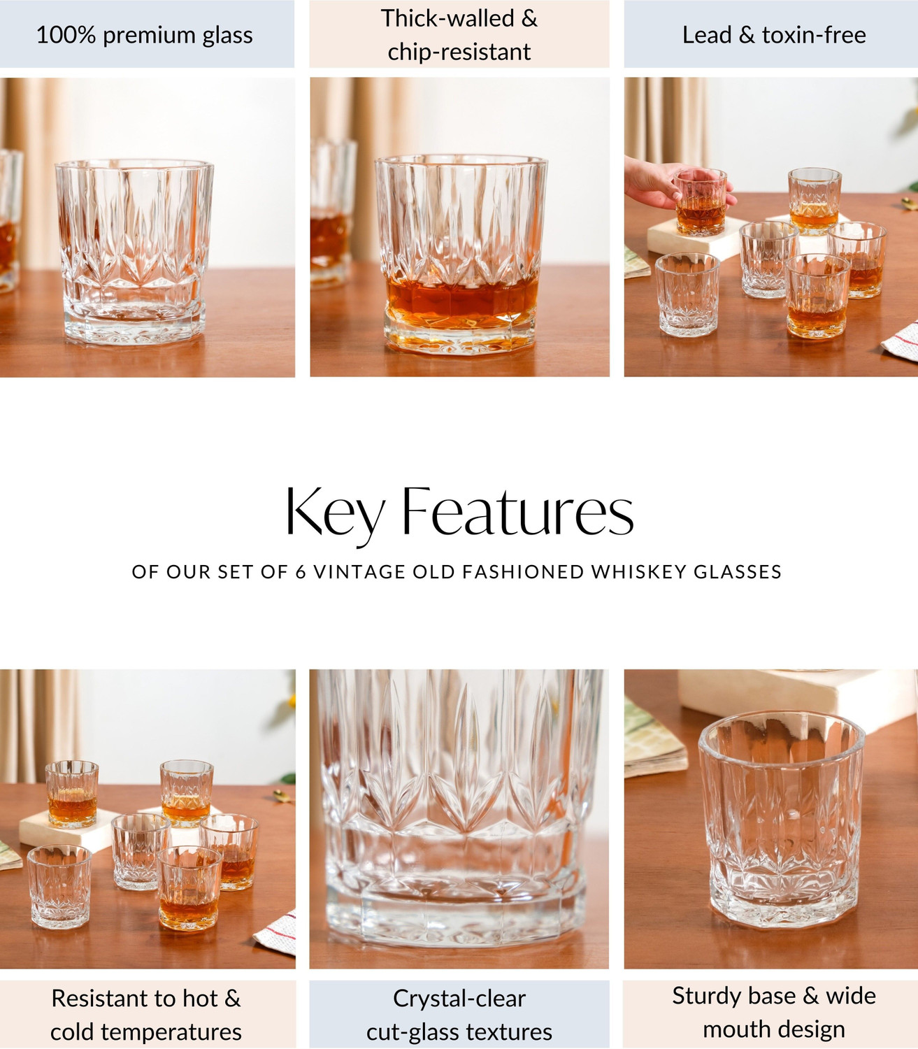 Image of Nestasia (Pack of 6) GBG171G16 Glass Set Whisky Glass