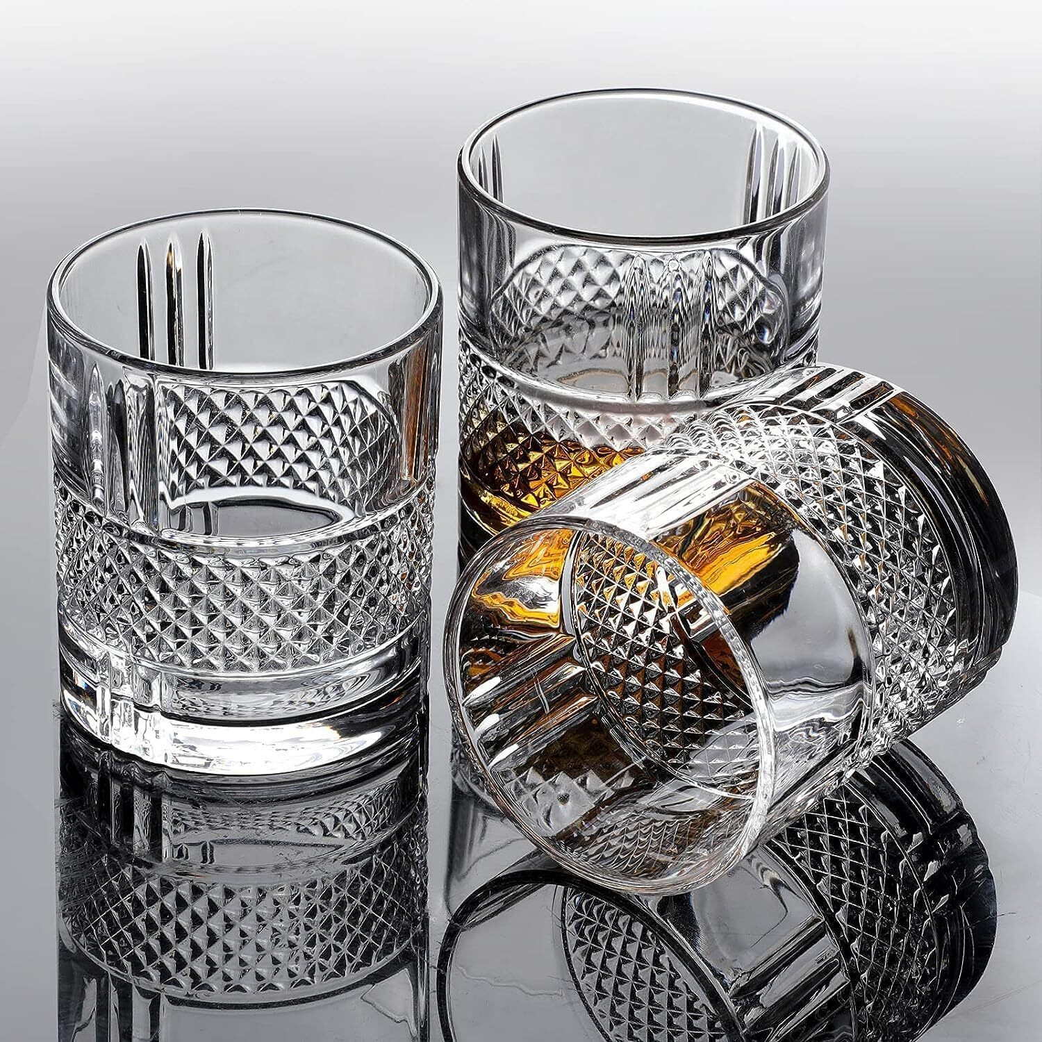 Image of okechuku (Pack of 3) Stylish Fashion Rocks Tumblers Lead-Free Glassware for Scotch Bourbon Glass Whisky Glass