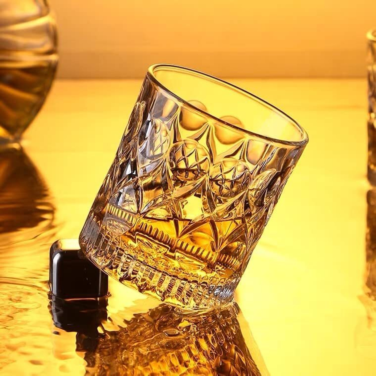 Image of FRP ENTERPISES (Pack of 4) Whiskey Glass - Heavy Base Rocks Barware Glasses for Scotch, Mixed Drinks Glass Set Whisky Glass