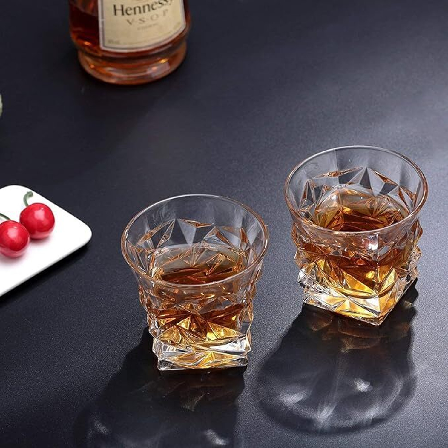 Image of b7 Creations Diamond Crystal Cut Whiskey Glassess Glass Whisky Glass