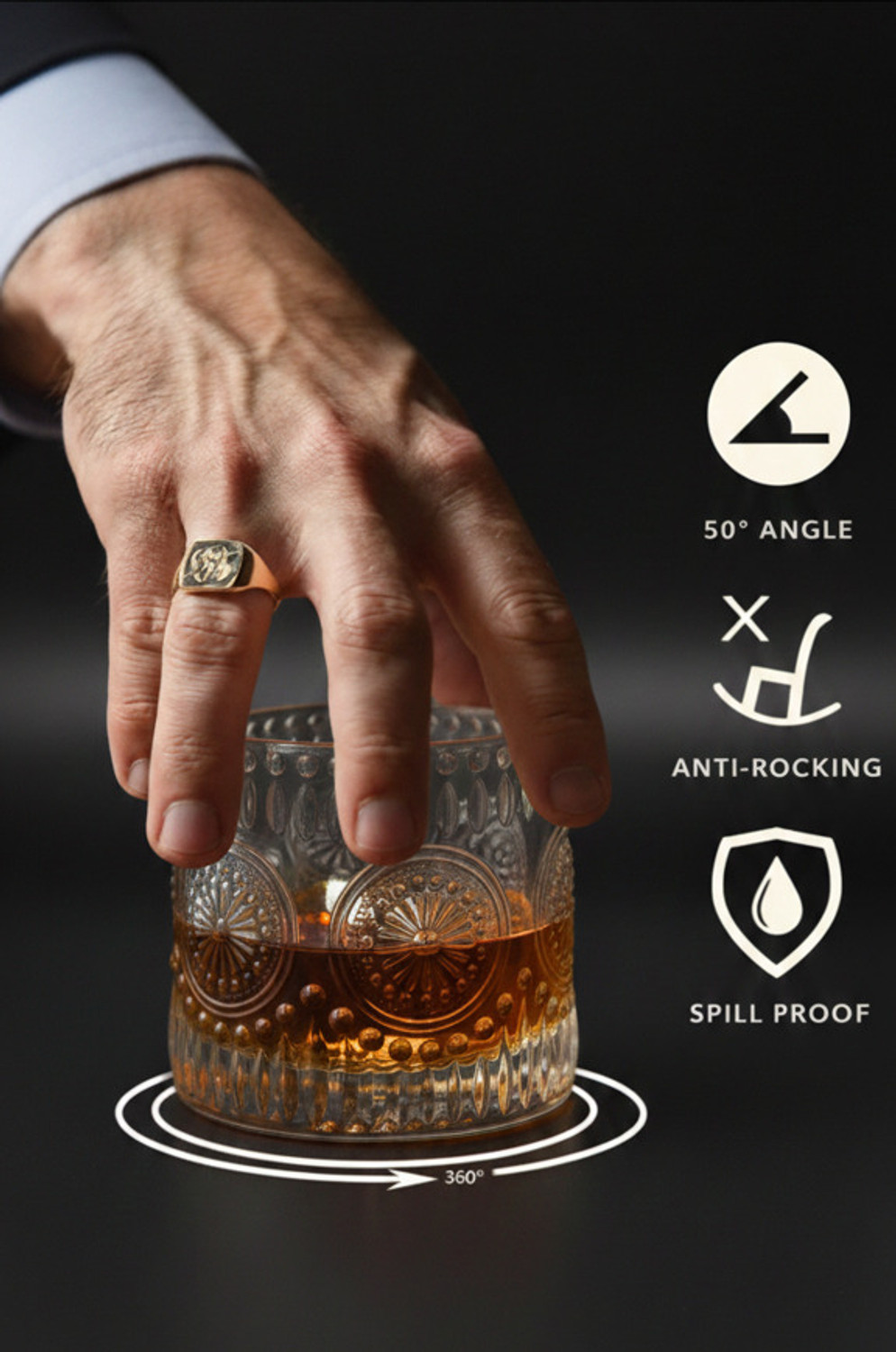 Image of Scalora (Pack of 6) Pack of 6 Premium Embossed Glass Tumblers | Heavy Base Whiskey & Water Glass Set Glass Set Whisky Glass