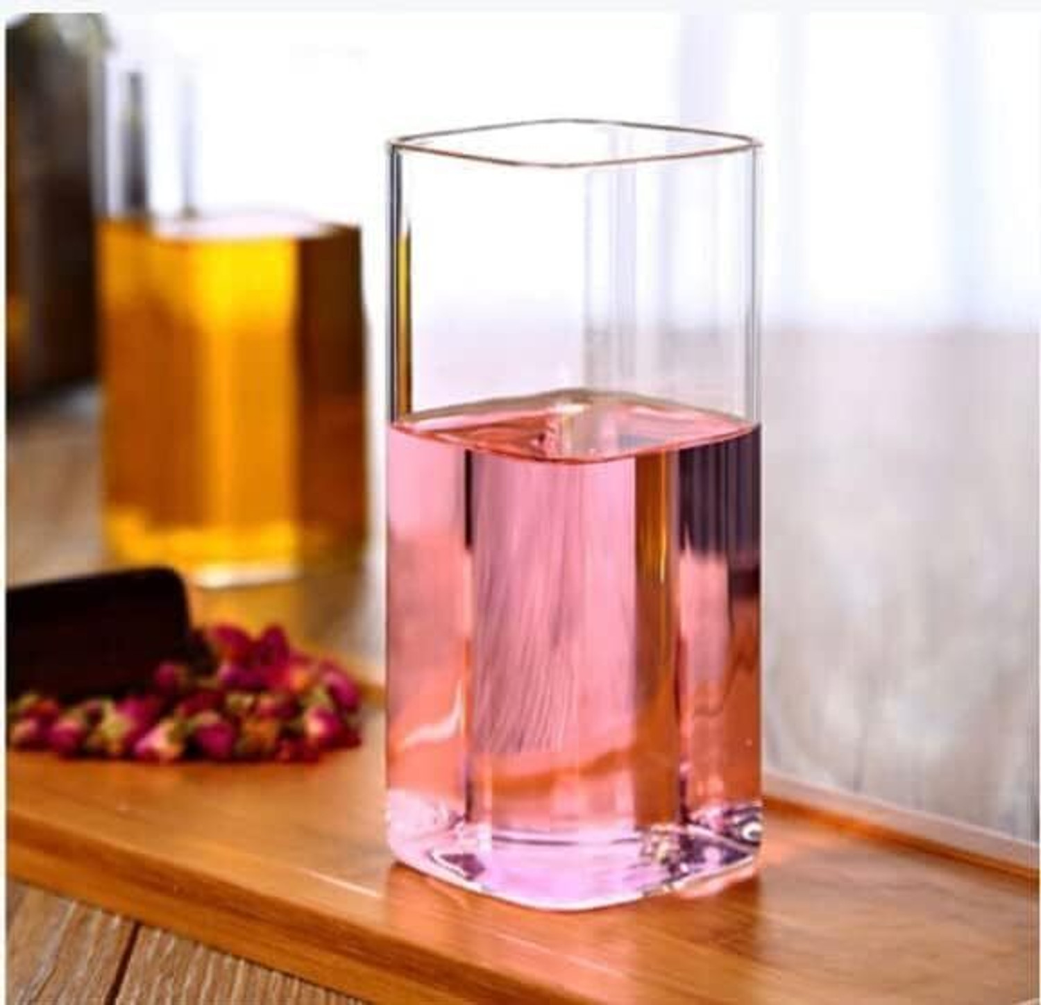 Image of GREATZON (Pack of 6) Square Borosilicate Glasses Tumblers for Juice, Water, Beer, and Cocktails Glass Set Water /Juice Glass