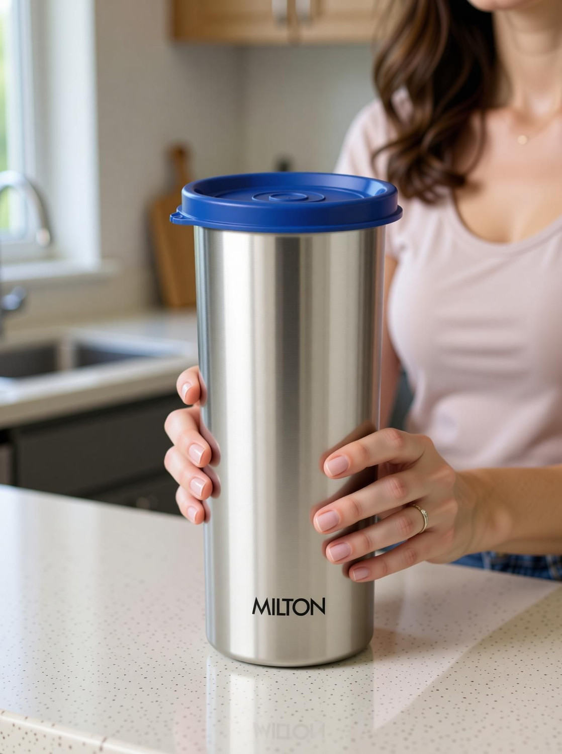 Image of MILTON Stainless Steel Tumbler with Lid, 530 ml, 1 Piece, Glass Water /Juice Glass