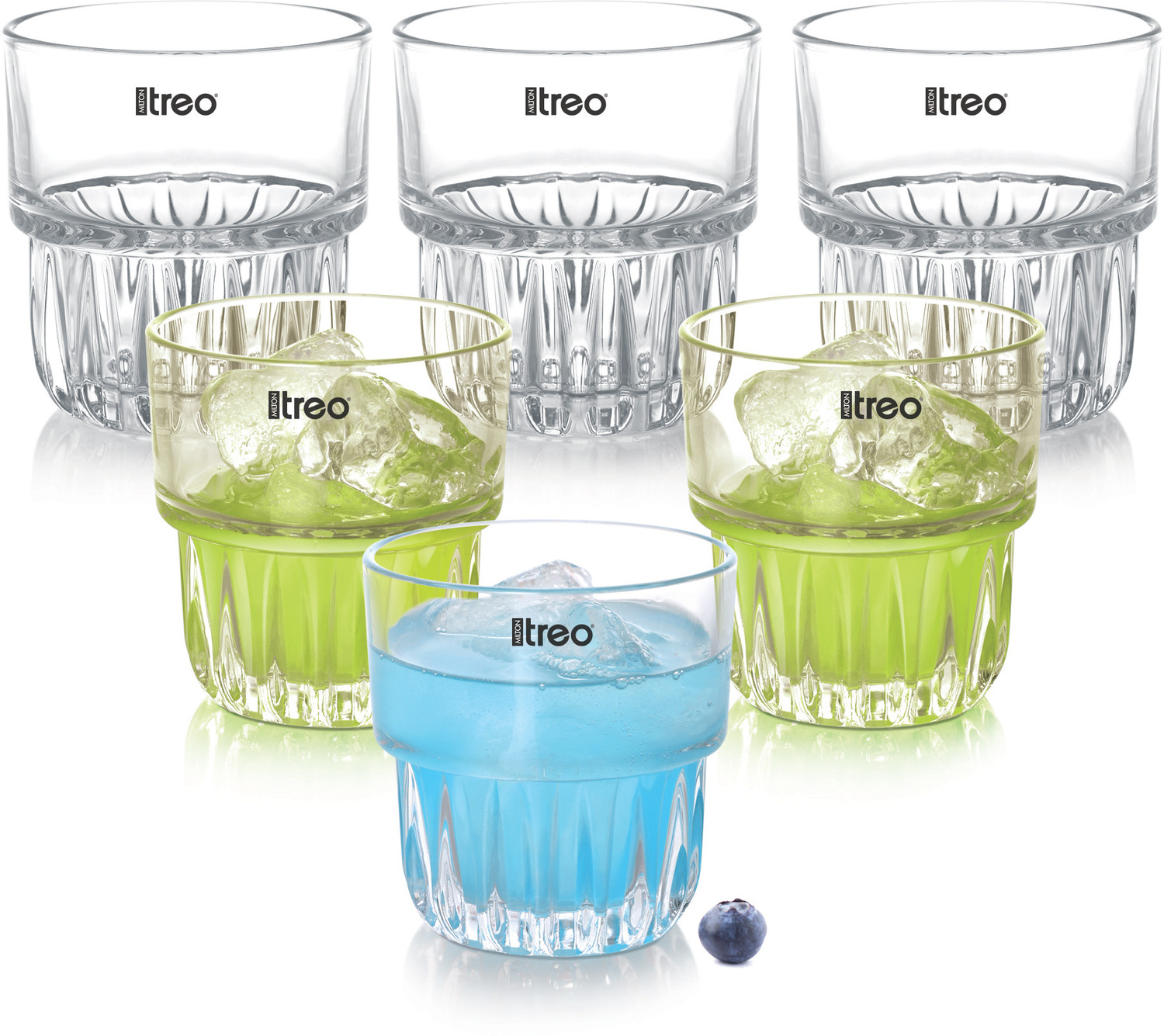Image of TREO (Pack of 6) Empress Juice Glass Set Crystal Clear, Classic Tumblers Glass Set Water /Juice Glass