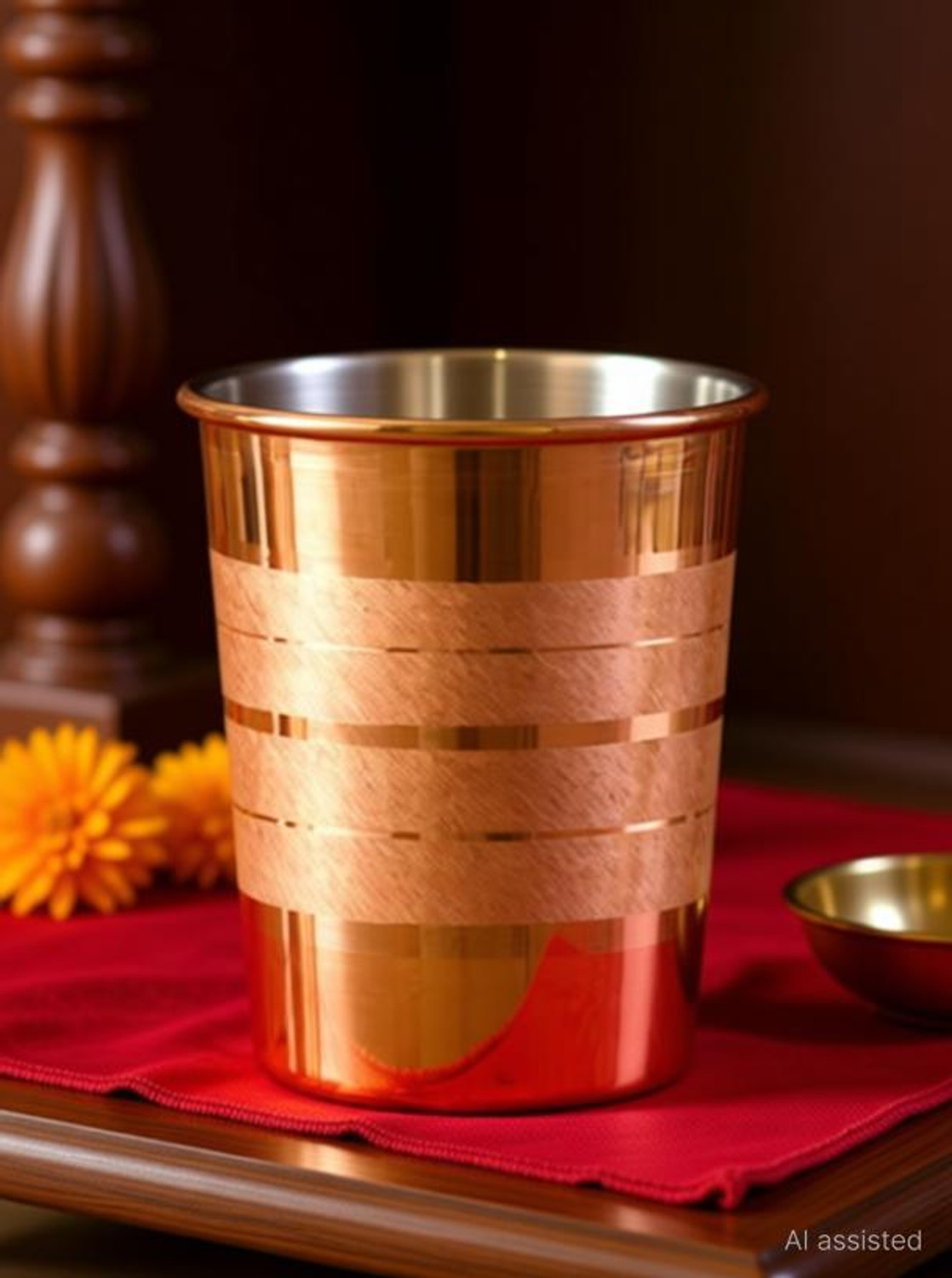 Image of VPSK 100 %Pure Copper Glass for Drinking Water | Ayurvedic Tamra Jal Tumbler Glass Water /Juice Glass