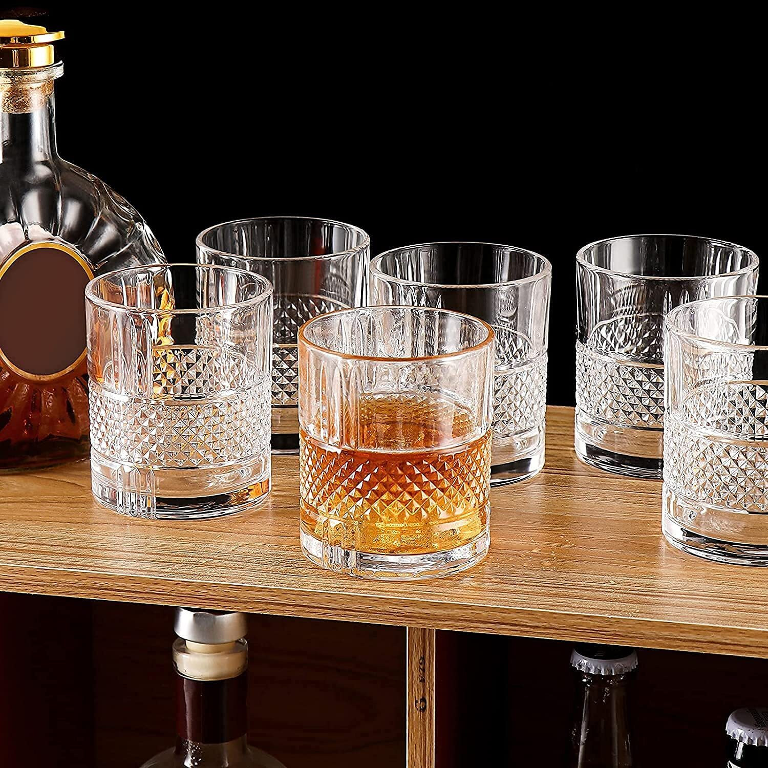 Image of CQZ Fashioned Whiskey Glass - Heavy Base Rocks Barware Glasses Glass Whisky Glass (340 ml, Glass, Clear)