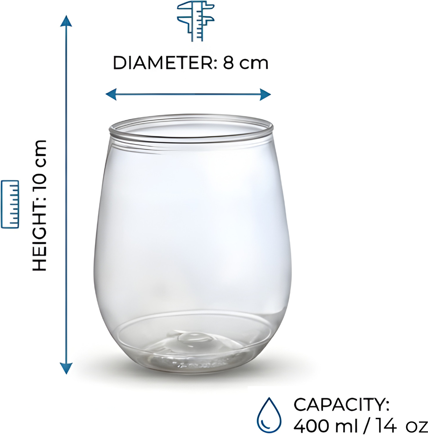 Image of POPWARE (Pack of 12) Vino Cup Unbreakable Serving Cold Drink,Outdoor Use Glass Set Water /Juice Glass (400 ml, Plastic, White)