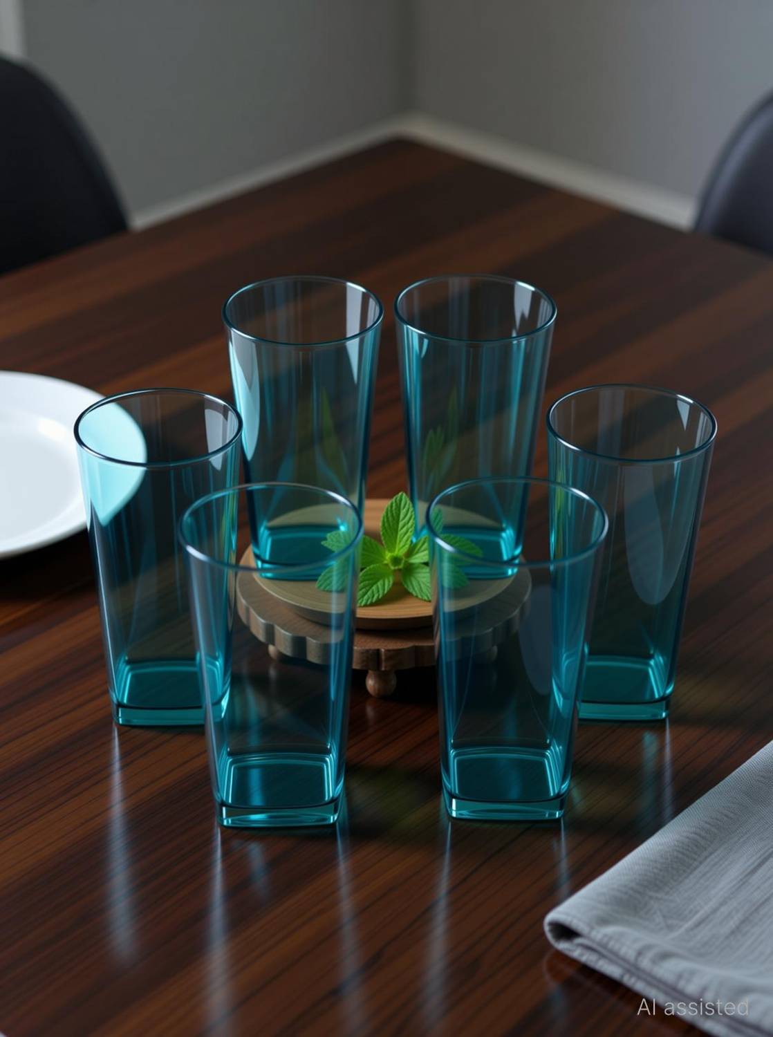 Finner (Pack of 6) square Transparent Water & Juice Glasses (300ml, Glass) Glass Set Water/Juice Glass