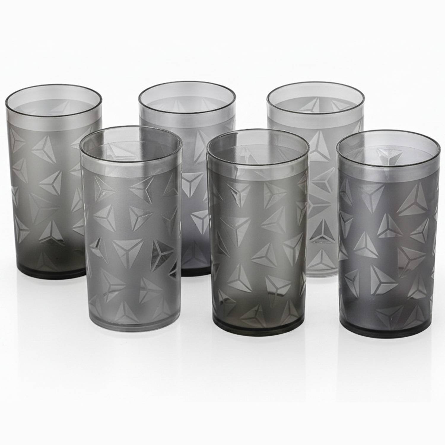 Flipkart SmartBuy (Pack of 6) Prism Pattern Water Juice Plastic Glasses Set Of 8 Glass Set Water/Juice Glass