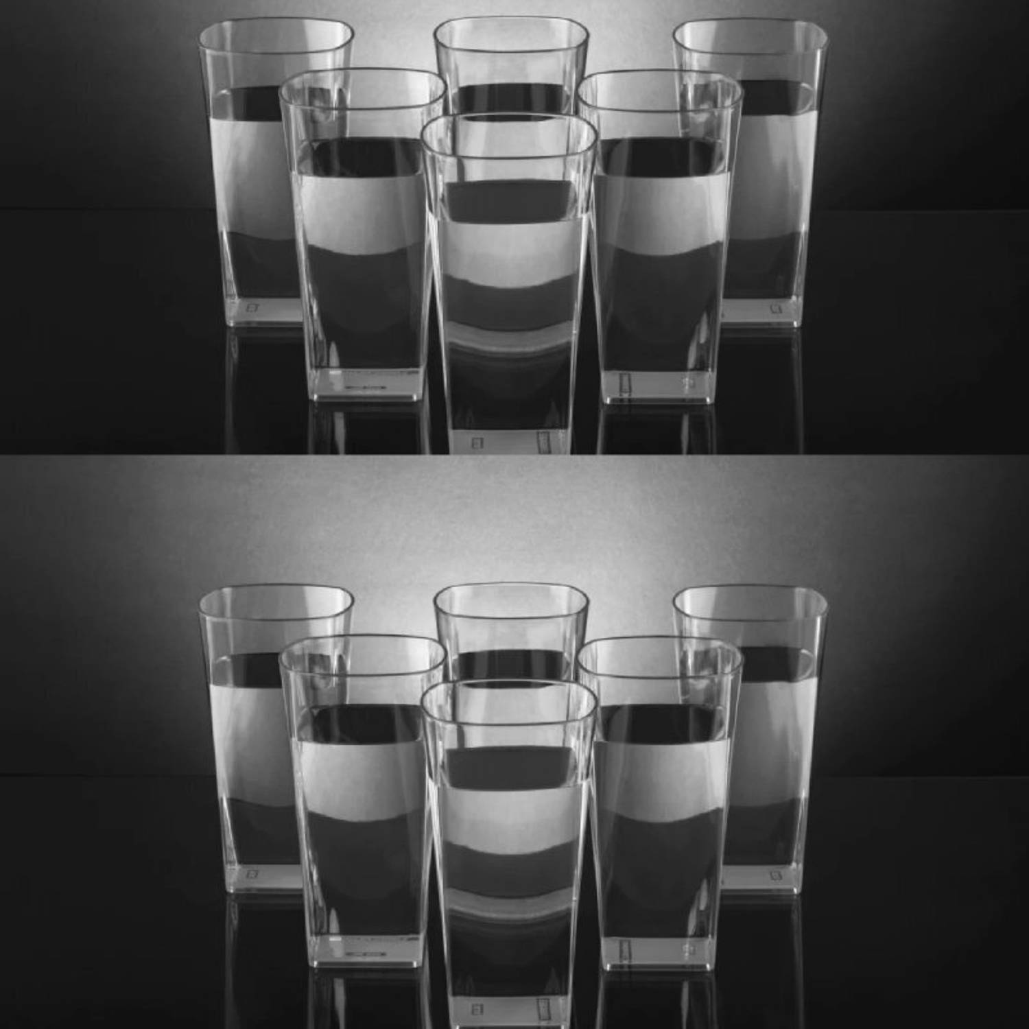 BELLERBIRD (Pack of 12) Square Unbreakable Transparent Glass Set Water/Juice Glass