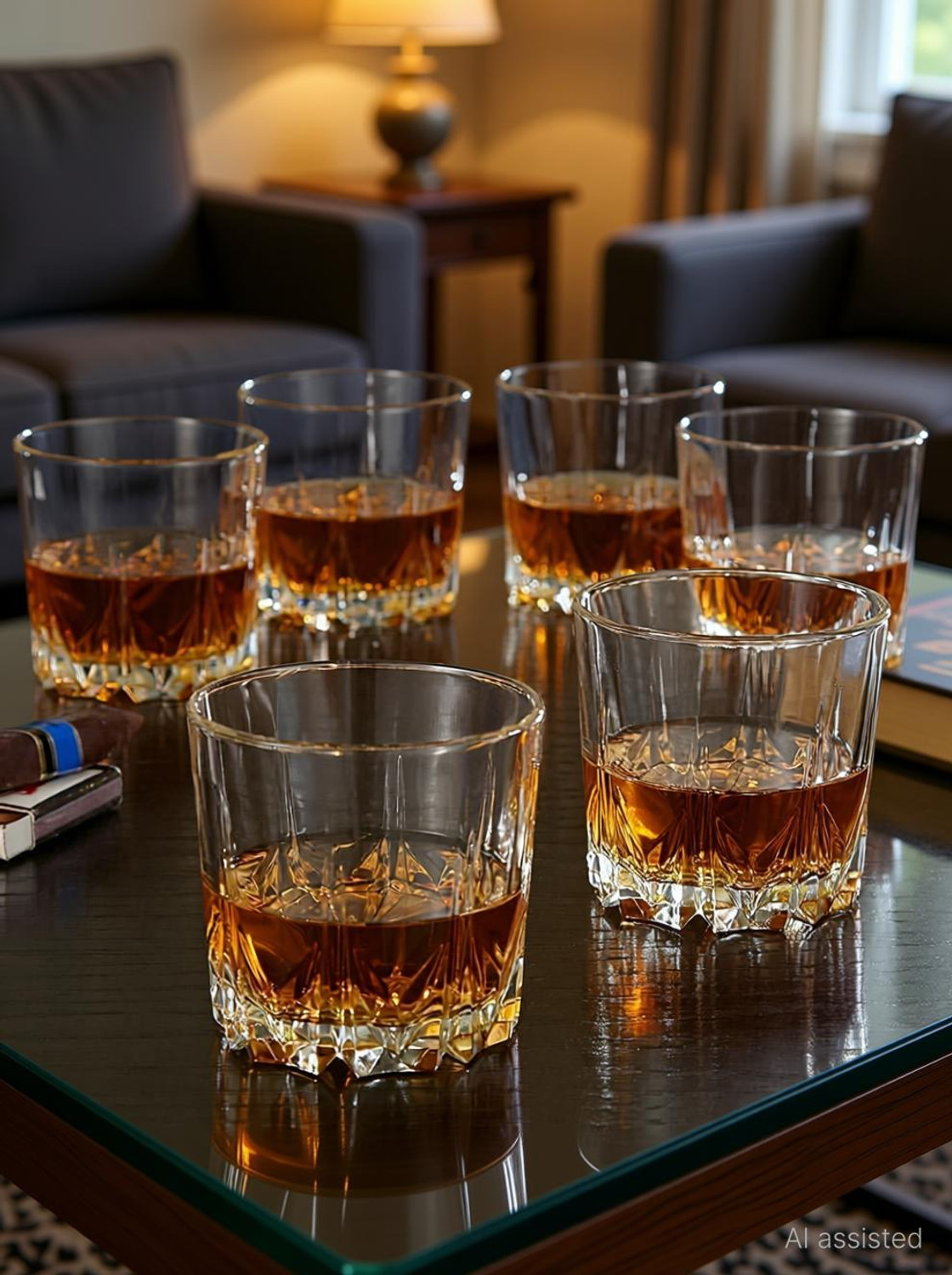 Image of vetreo (Pack of 6) Karat Crystal Whiskey Glass Lead-Free Barware for Scotch, Bourbon, Liquor and Cocktail Drinks (Transparent, 300 ml) Premium Karat Crystal Scotch Whiskey Glasses 300 ml Imported Glass Set Glass Set Whisky Glass (300 ml, Glass, Clear)