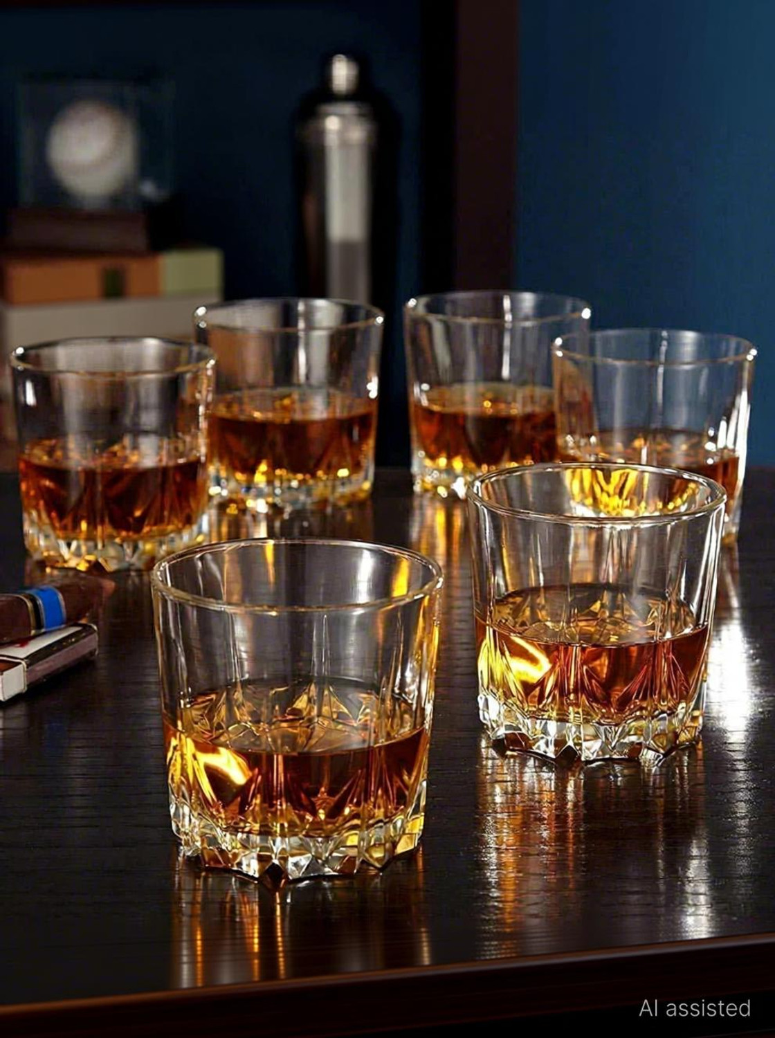 Image of vetreo (Pack of 6) Karat Crystal Whiskey Glass Lead-Free Barware for Scotch, Bourbon, Liquor and Cocktail Drinks (Transparent, 300 ml) Premium Karat Crystal Scotch Whiskey Glasses 300 ml Imported Glass Set Glass Set Whisky Glass (300 ml, Glass, Clear)