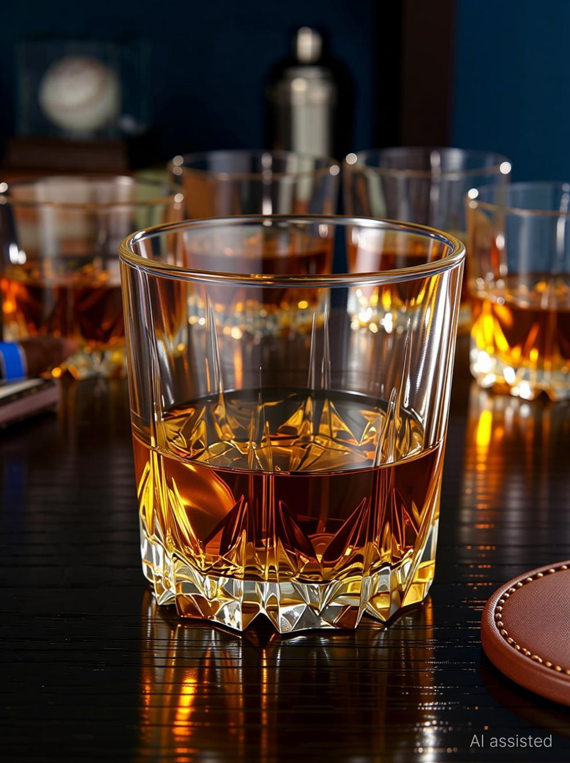 Image of vetreo (Pack of 6) Karat Crystal Whiskey Glass Lead-Free Barware for Scotch, Bourbon, Liquor and Cocktail Drinks (Transparent, 300 ml) Premium Karat Crystal Scotch Whiskey Glasses 300 ml Imported Glass Set Glass Set Whisky Glass (300 ml, Glass, Clear)