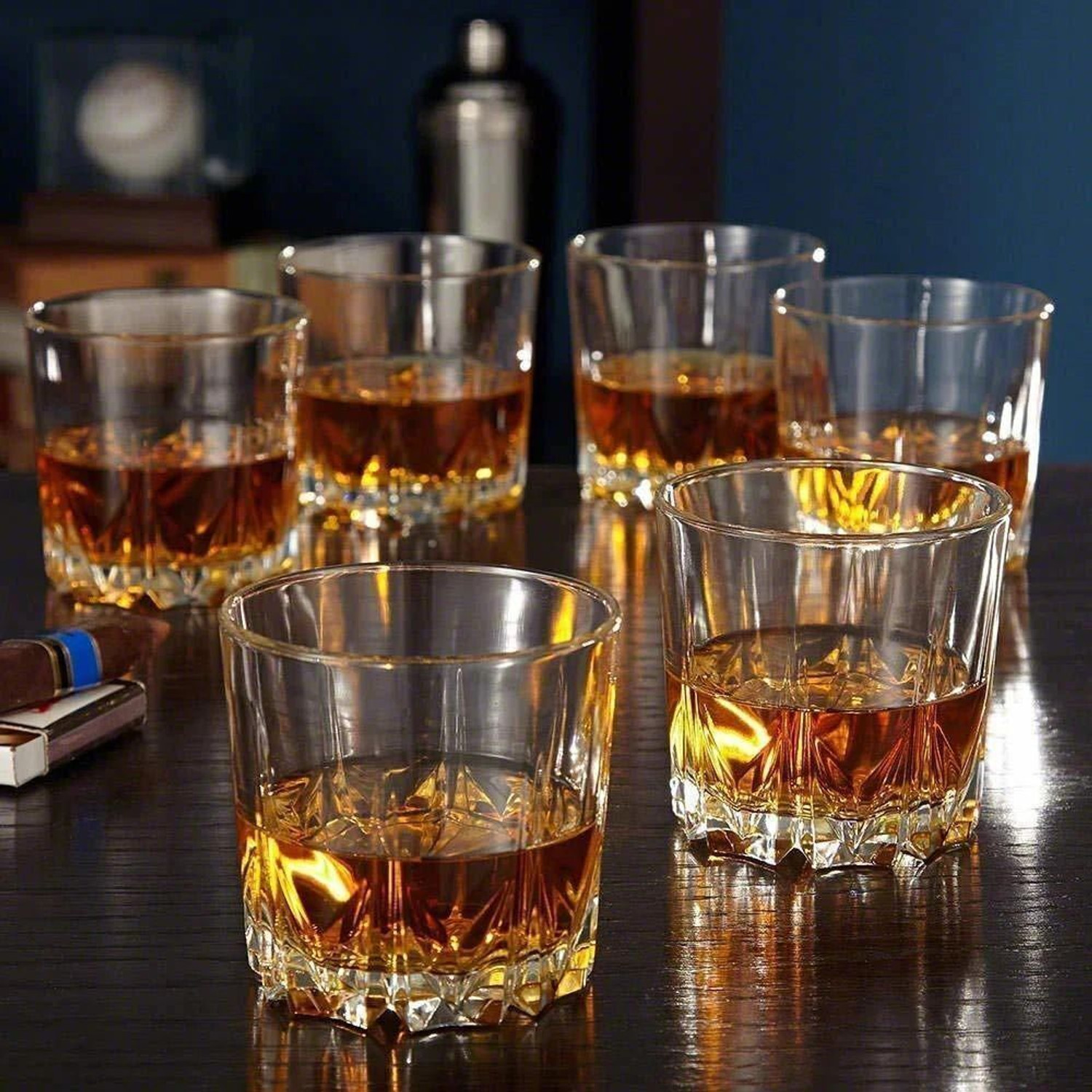 Image of vetreo (Pack of 6) Karat Crystal Whiskey Glass Lead-Free Barware for Scotch, Bourbon, Liquor and Cocktail Drinks (Transparent, 300 ml) Premium Karat Crystal Scotch Whiskey Glasses 300 ml Imported Glass Set Glass Set Whisky Glass (300 ml, Glass, Clear)