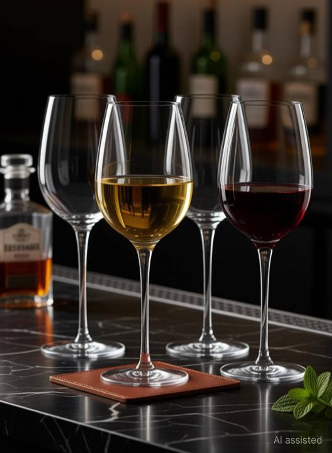 Bestaqua (Pack of 4) crystal wine whisky glasses Glass Set Wine Glass