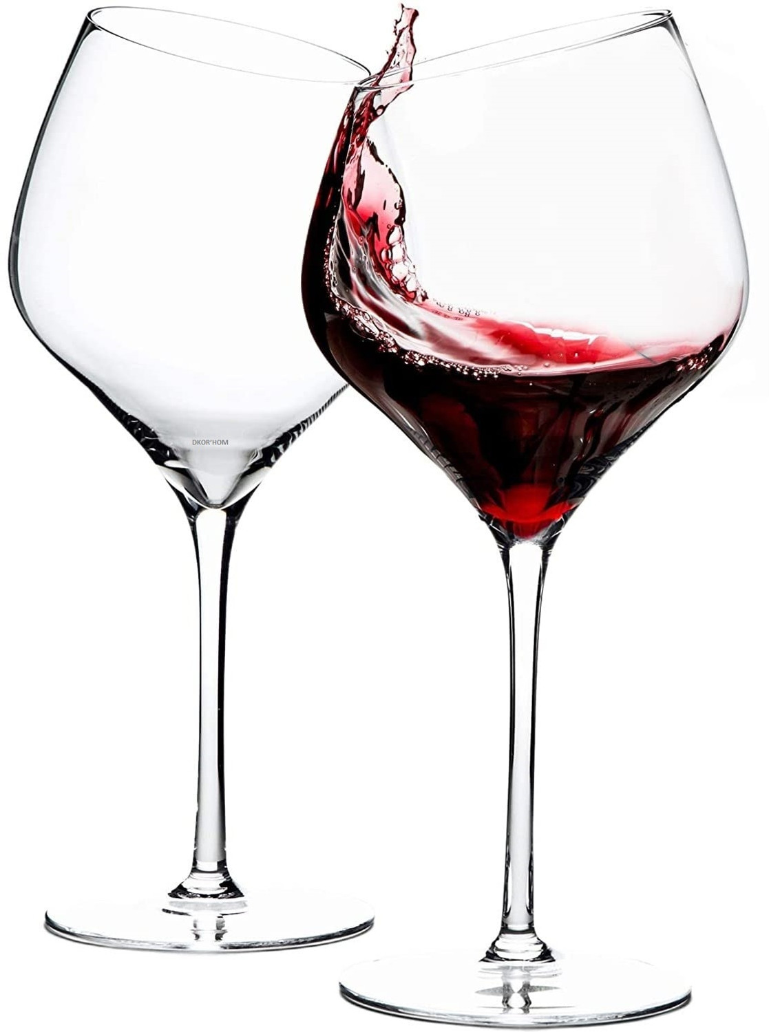 Image of DKOR'HOM (Pack of 2) Crystal Clear Stem Short Steam Lead Free Wine Glass Drinkware Kitchen Dining Glass Set Wine Glass