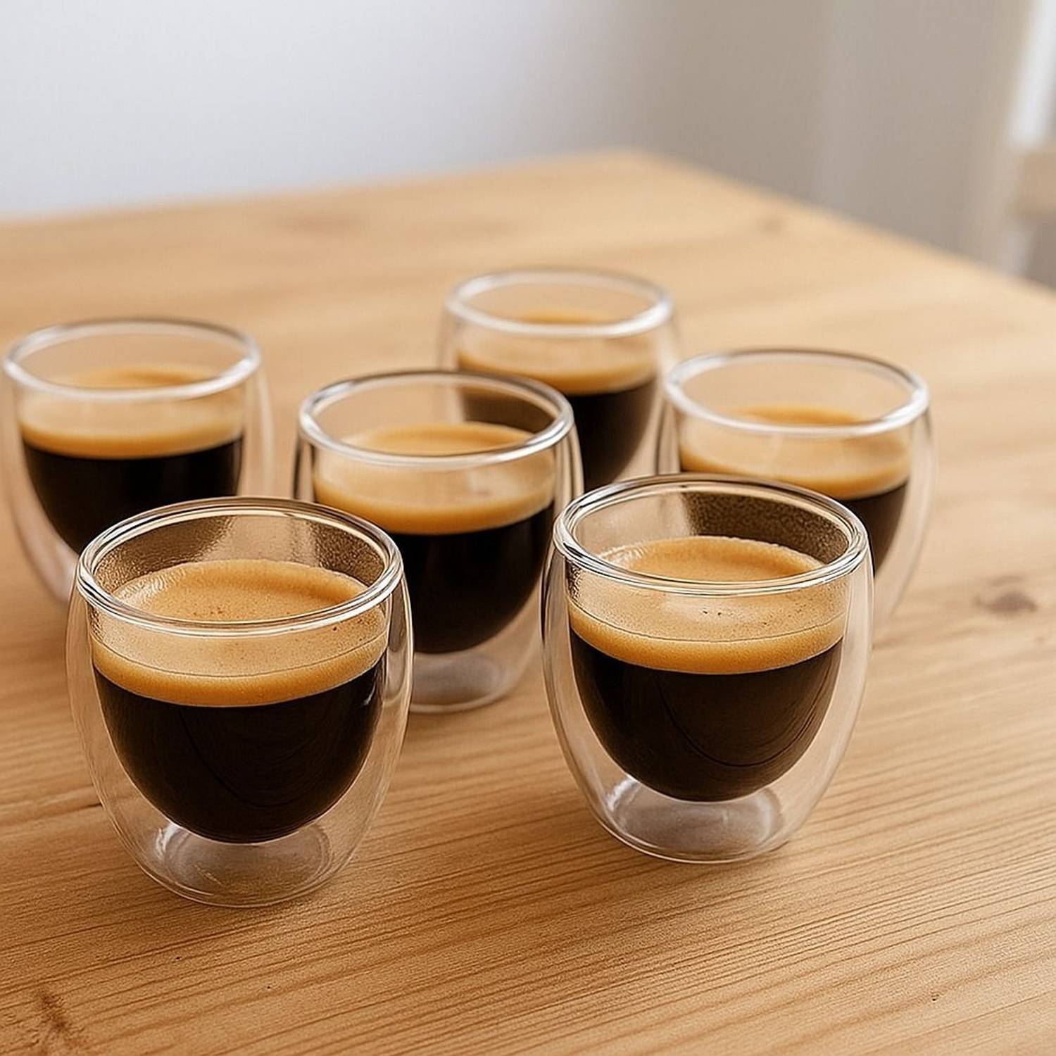 Baskety (Pack of 6) Double Wall Coffee Mug, 250ml Pack of 6 i02 Glass Set Hot Beverage Glass