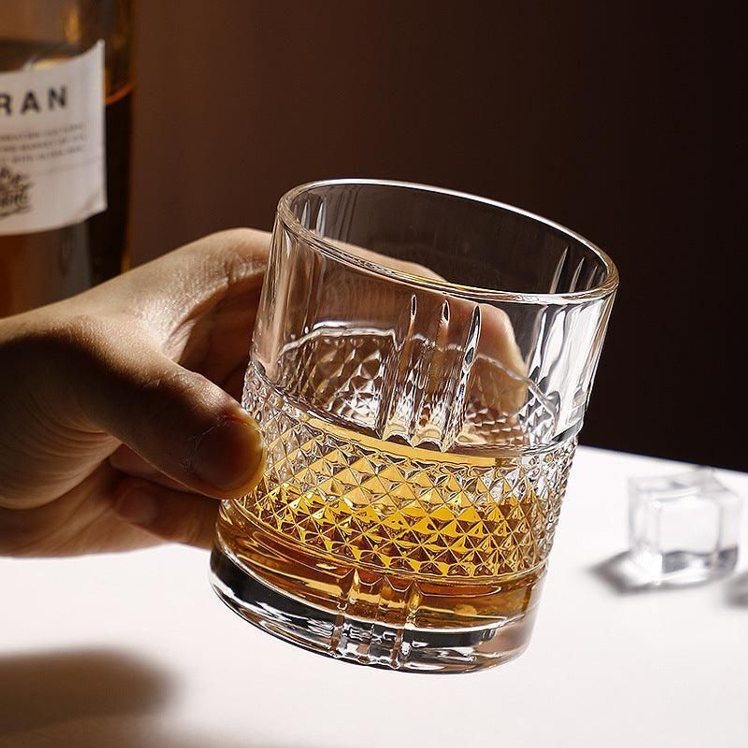 Image of okechuku (Pack of 4) Crystal Drinking Glasses Classic Whiskey Tumblers Imported Bourbon Scotch Brandy Glass Whisky Glass
