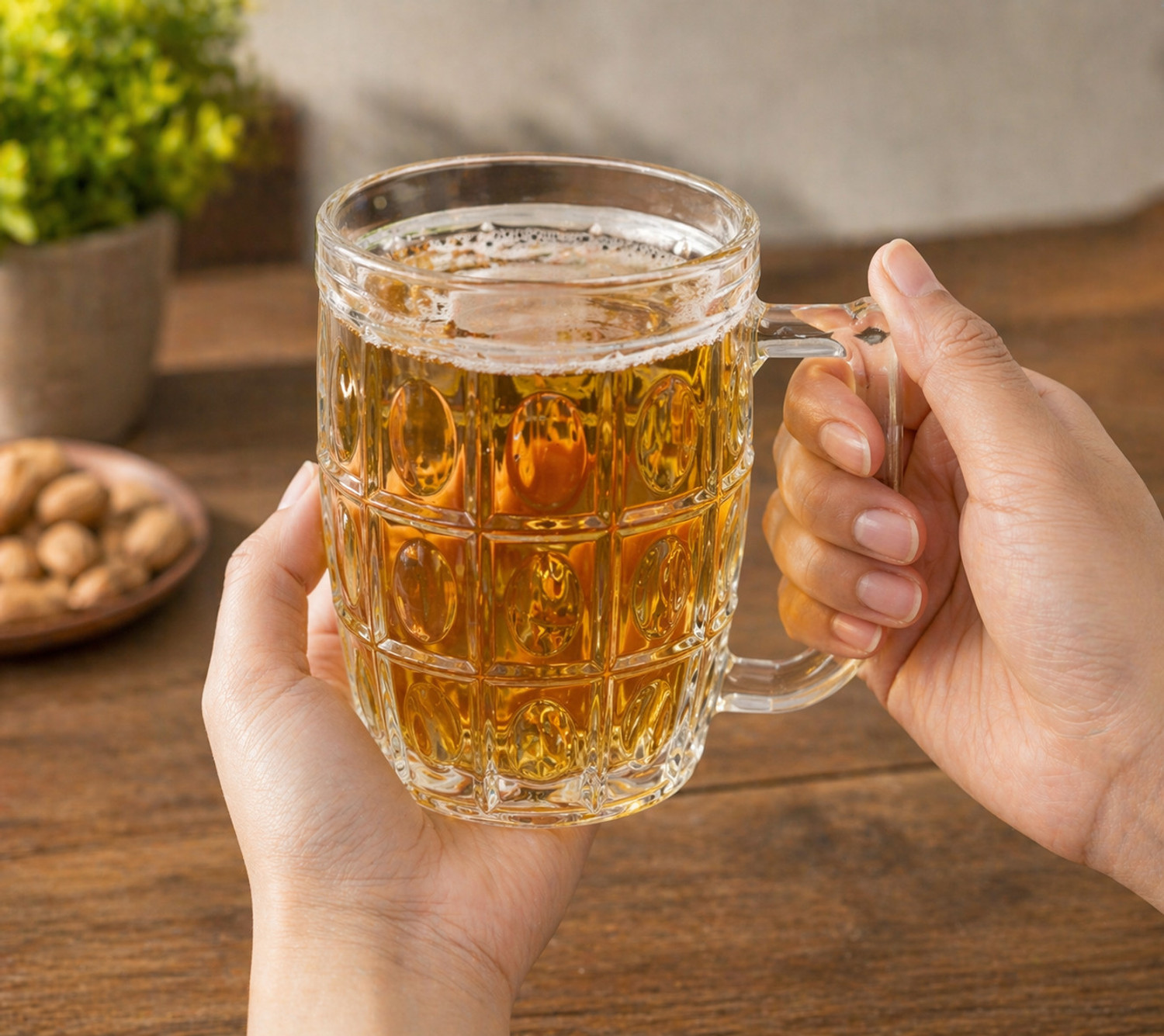 Image of Coziva (Pack of 6) Glass Beer Mug Set of 6 | Heavy Base | Transparent Mugs for Beer & Cold Drinks Glass Set Beer Glass