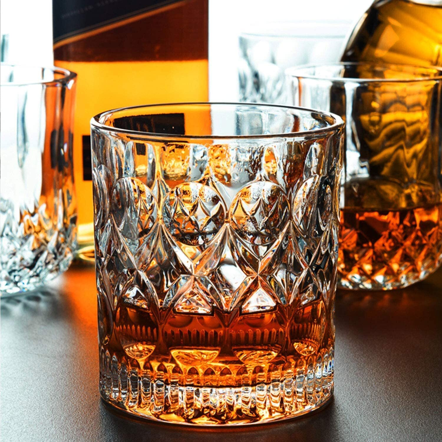 Image of FRP ENTERPISES (Pack of 4) Whiskey Glass - Heavy Base Rocks Barware Glasses for Scotch, Mixed Drinks Glass Set Whisky Glass