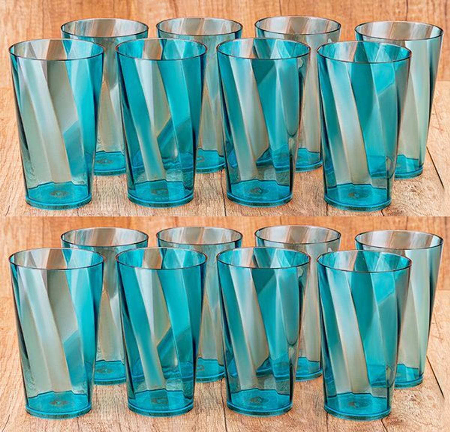 Flipkart SmartBuy (Pack of 16) FK 16Premium Quality Unbreakable Wave Designe Plastic Glass Set Water/Juice Glass