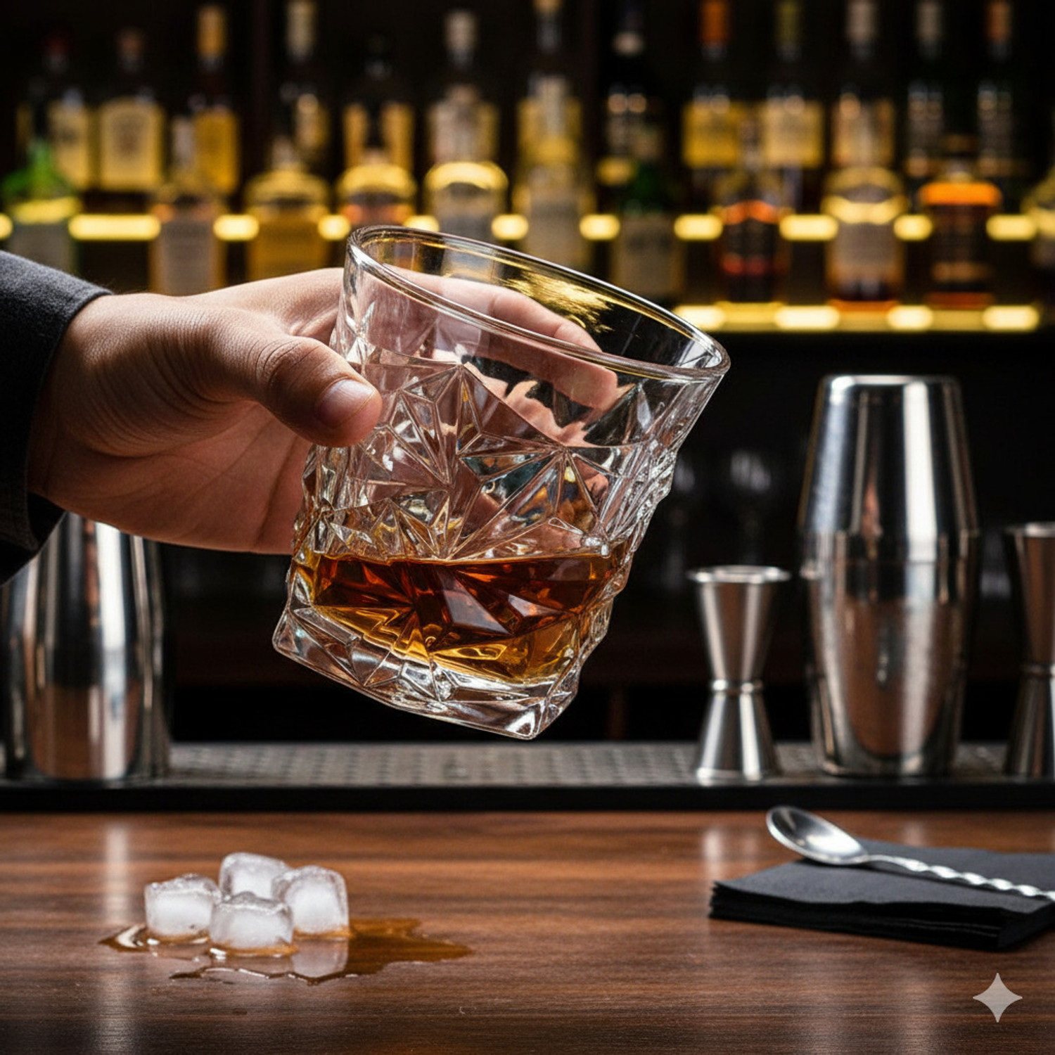 Image of d global (Pack of 2) Diamond Crystal Cut Whiskey Glasses Set of 2 pcs Bar Glass for Drinking-mq Glass Set Whisky Glass (310 ml, Glass, Clear)