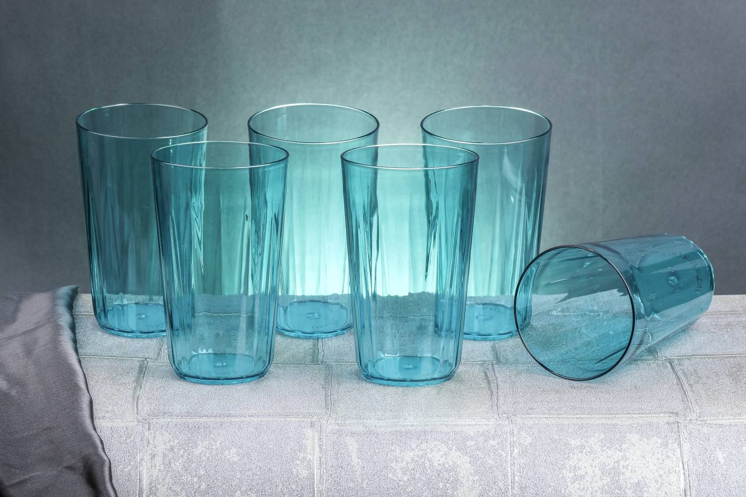 BELLERBIRD (Pack of 6) Premium Quality Unbreakable Material Crystal Consep Clear Pattern Glass Set Water/Juice Glass
