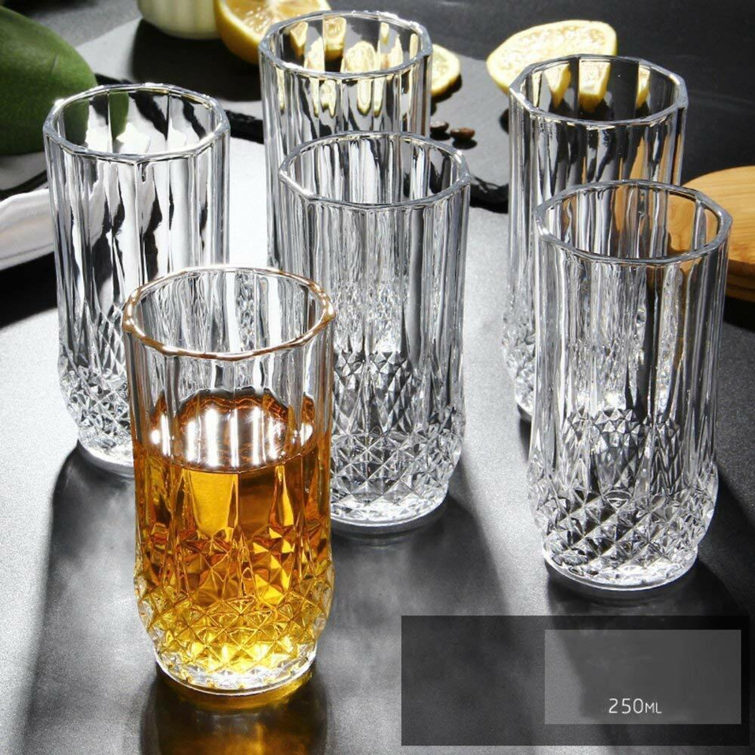 Image of JIGSHTIAL (Pack of 6) Glass Water /Juice Glass - 6 Pieces, Clear, 250 ml Glass Set Water /Juice Glass