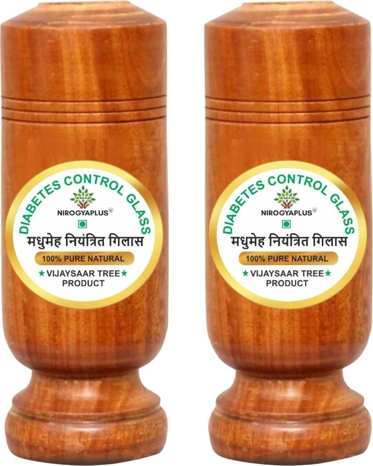 Image of Nirogyaplus (Pack of 2) Diabetes / Sugar Control Glass 100% Natural Made By Vijaysaar Tree (Pack of 2) Glass Set Water /Juice Glass