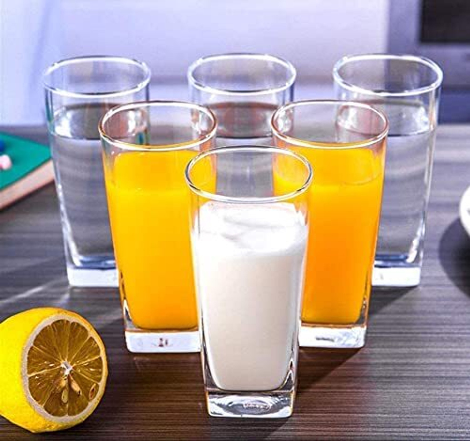 Image of Tap2kaart (Pack of 6) Crystal Clear Glass Set of 6, 250ml Juice Water Whiskey Drinking Glasses Glass Set Water /Juice Glass