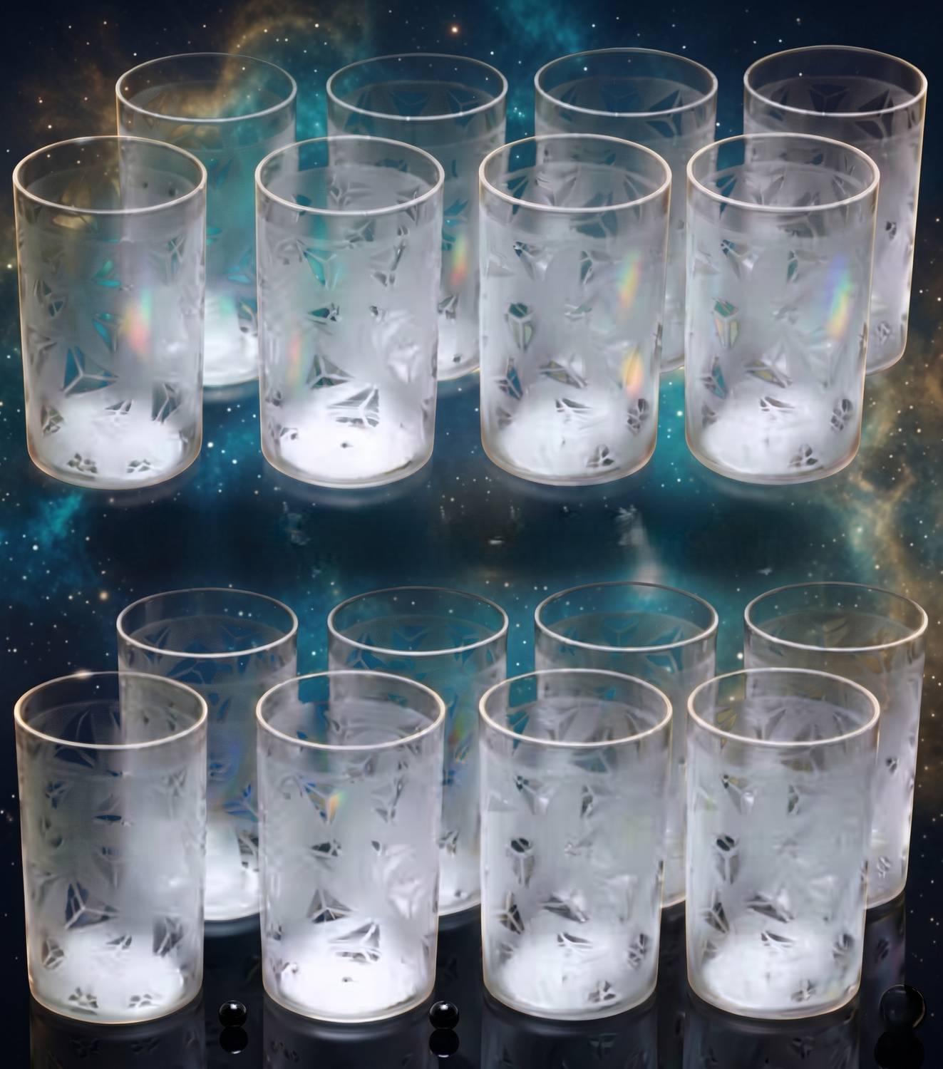 MR CORPORATION Diamond Texture Glass Set of 16 Pack of 16 - Image 1