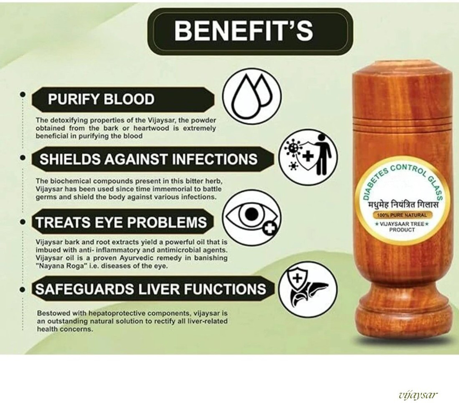 Image of Vijaysar Wooden Glass - Of Classic Cup Choice For Natural Living Glass Water /Juice Glass
