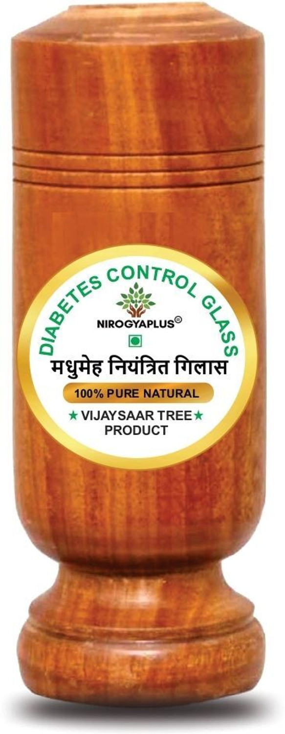 Image of OneClick Wooden Sugar Control Home Remedy Vijaysar Herbal Tumbler Glass 100 ML P1 Glass Water /Juice Glass