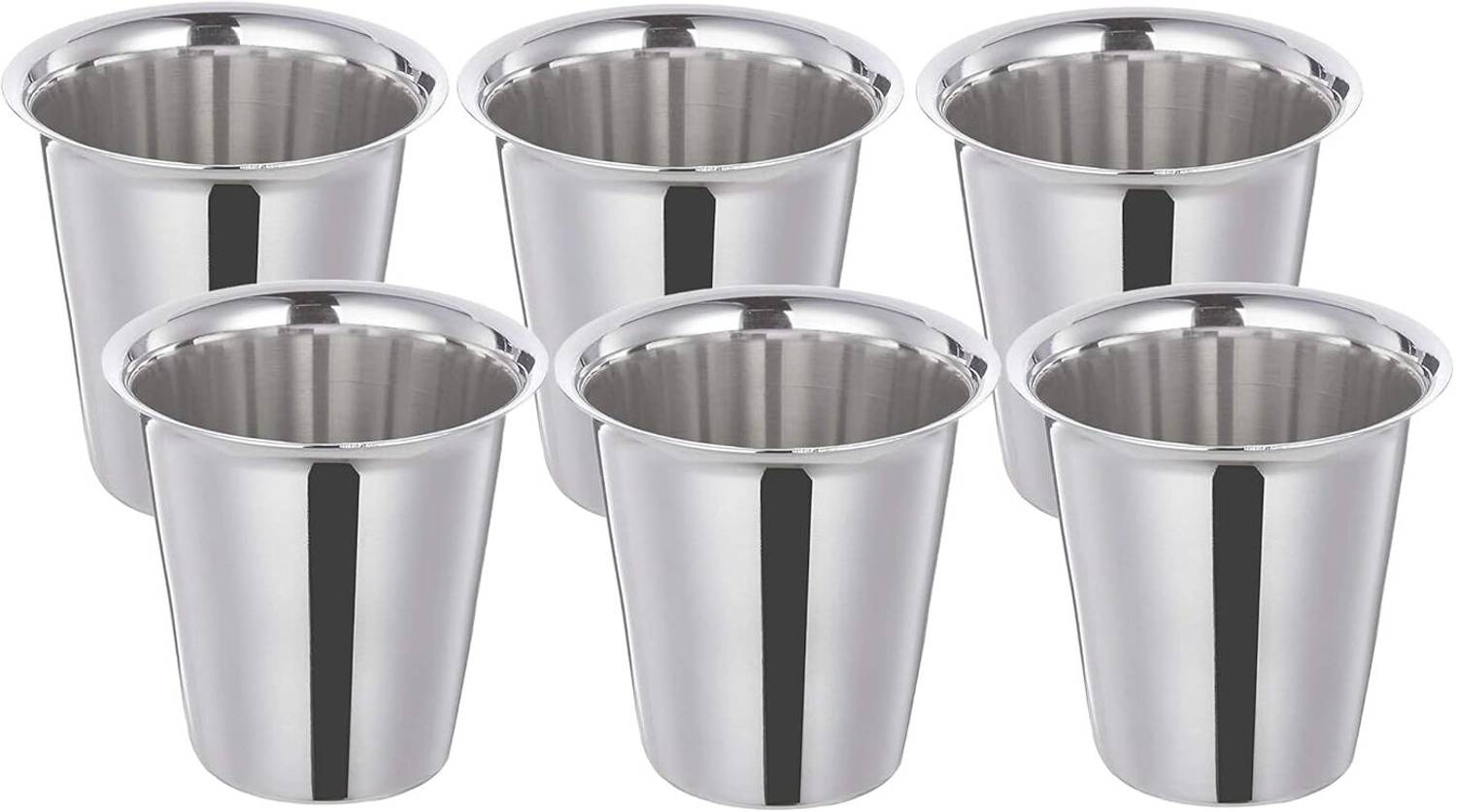 Bhavana (Pack of 6) Stainless Steel Indian Traditional Tea/Coffee Glasses Set of 6 Glass Set Shot Glass