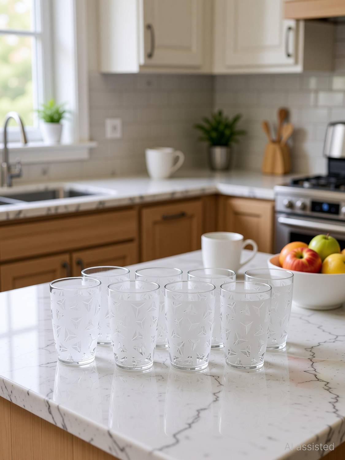 BELLERBIRD (Pack of 16) Premium quality curved shape prisam design Unbreakable Stylish Transparent Glass Set Water/Juice Glass