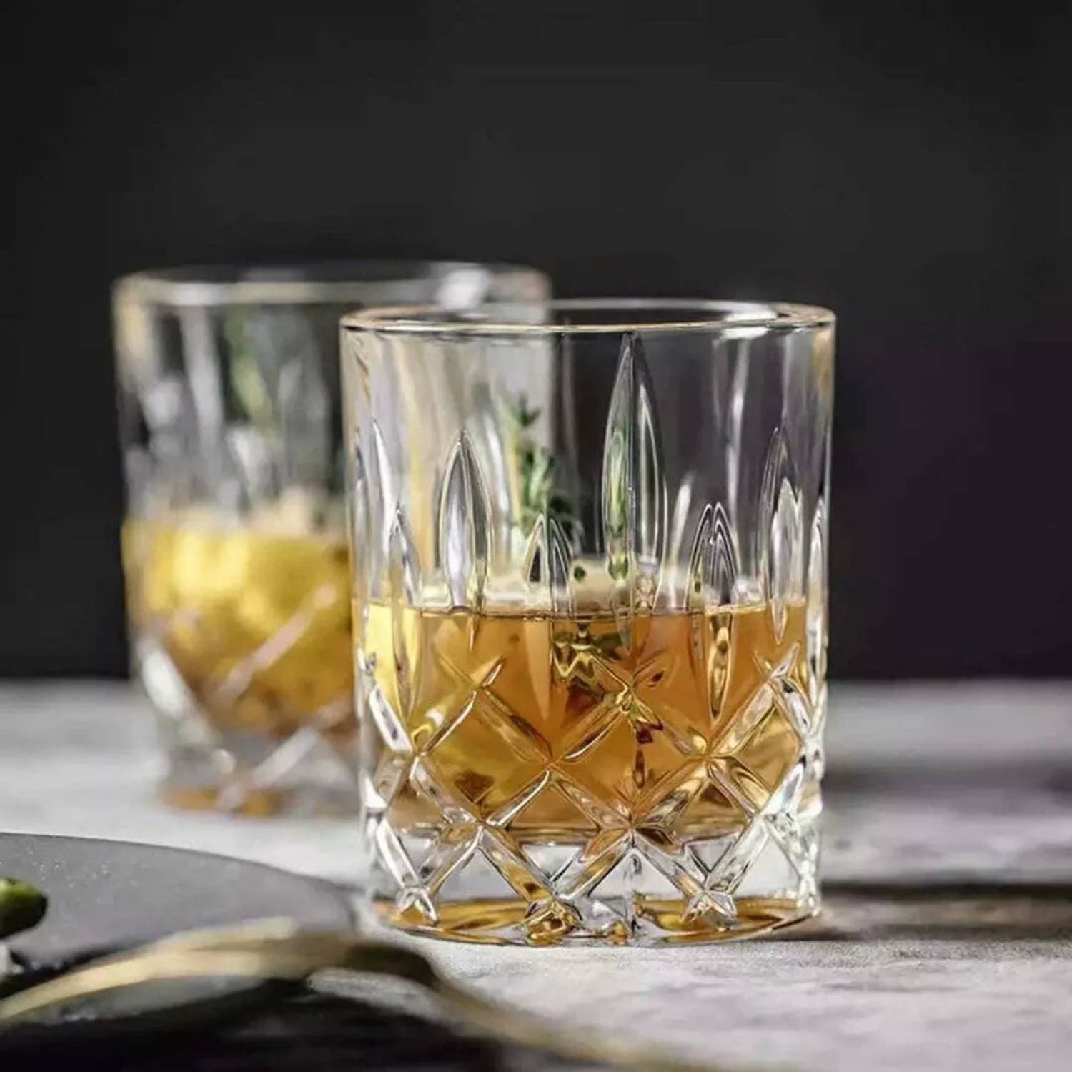 Hemtik (Pack of 6) Vintage Whiskey Glasses Unique Bourbon Glass