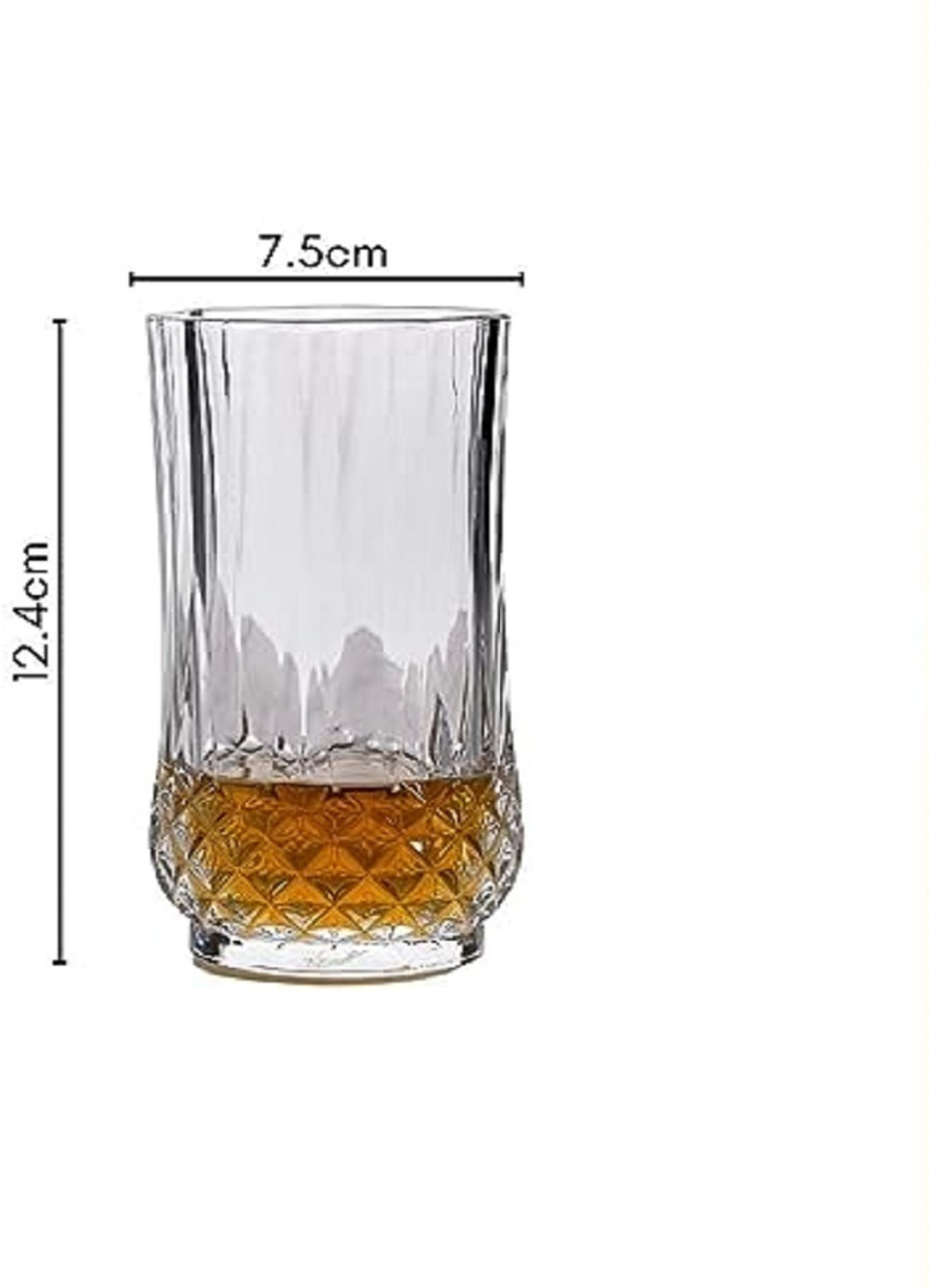 Image of JIGSHTIAL (Pack of 6) Glass Water /Juice Glass - 6 Pieces, Clear, 250 ml Glass Set Water /Juice Glass