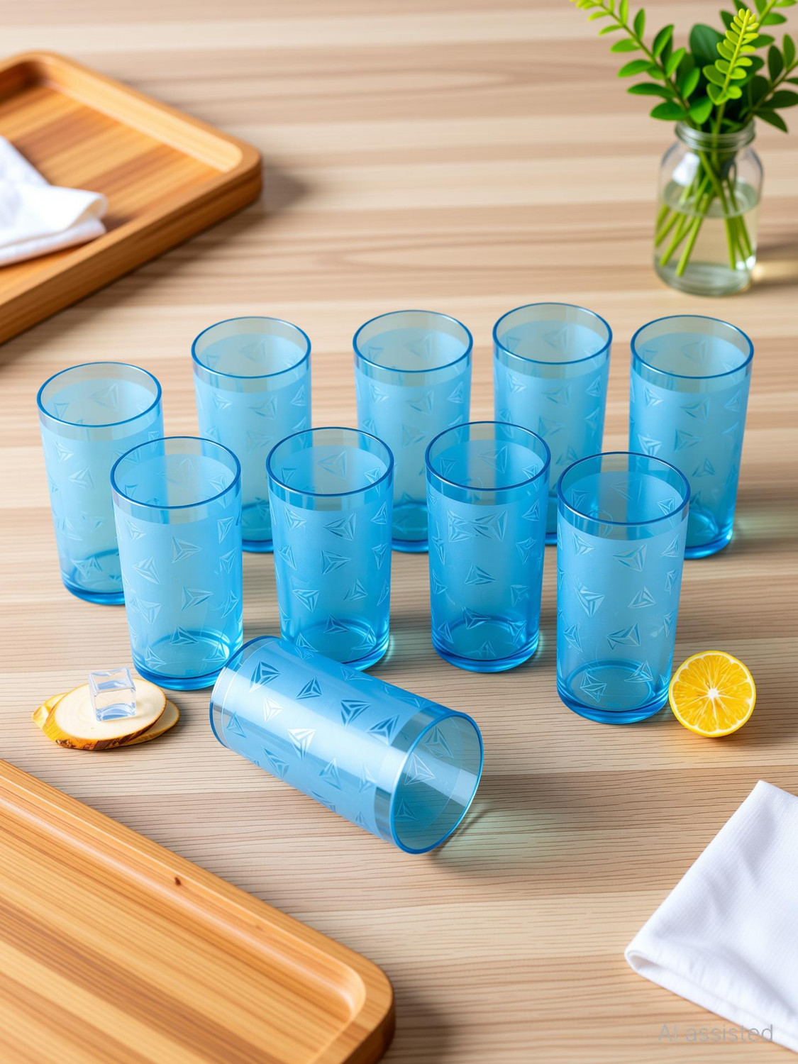 Image of BELLERBIRD (Pack of 10) 10 B Premiyum Quelity Geomatric Designe Unbrekable Glass Set Water /Juice Glass