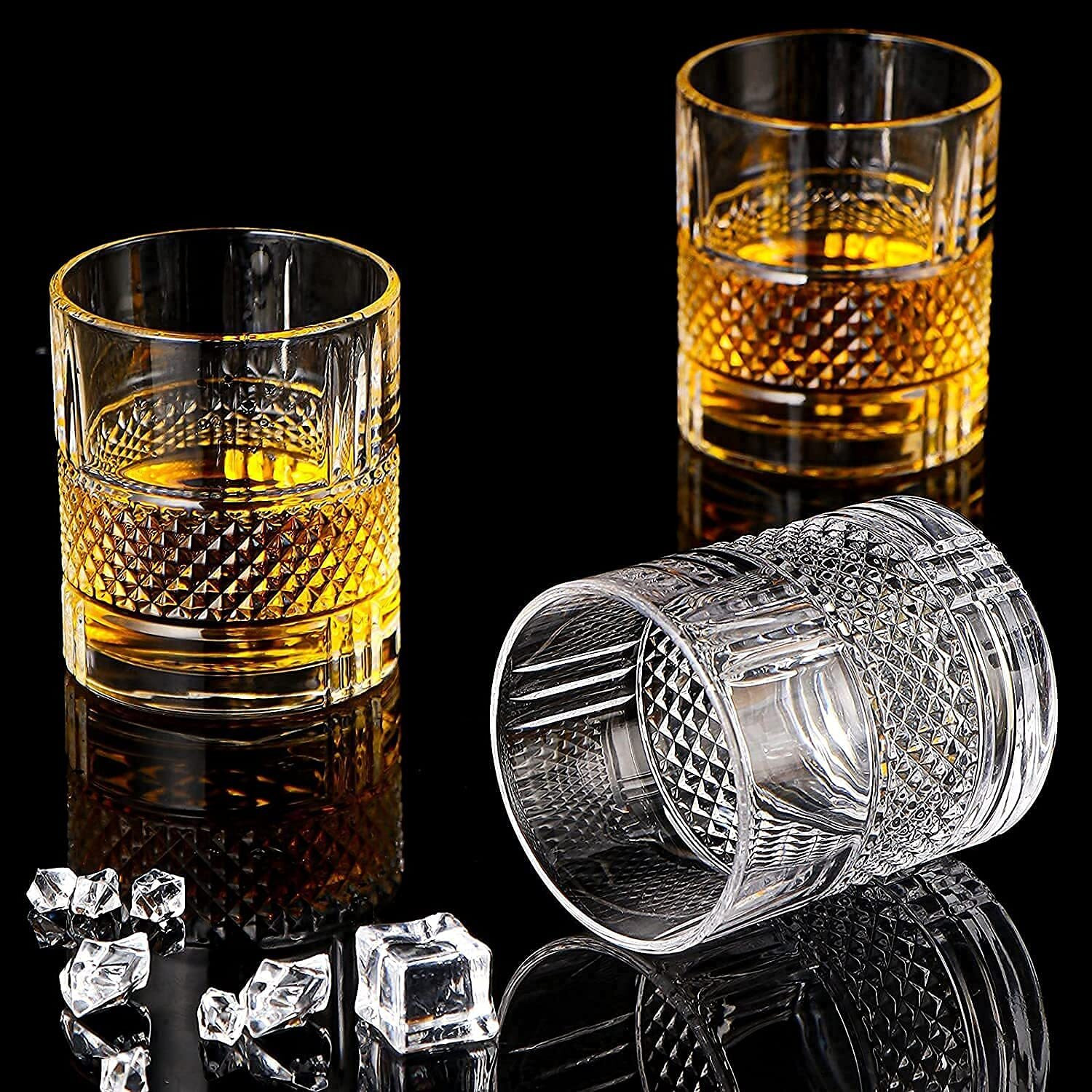 Image of okechuku (Pack of 3) Stylish Fashion Rocks Tumblers Lead-Free Glassware for Scotch Bourbon Glass Whisky Glass
